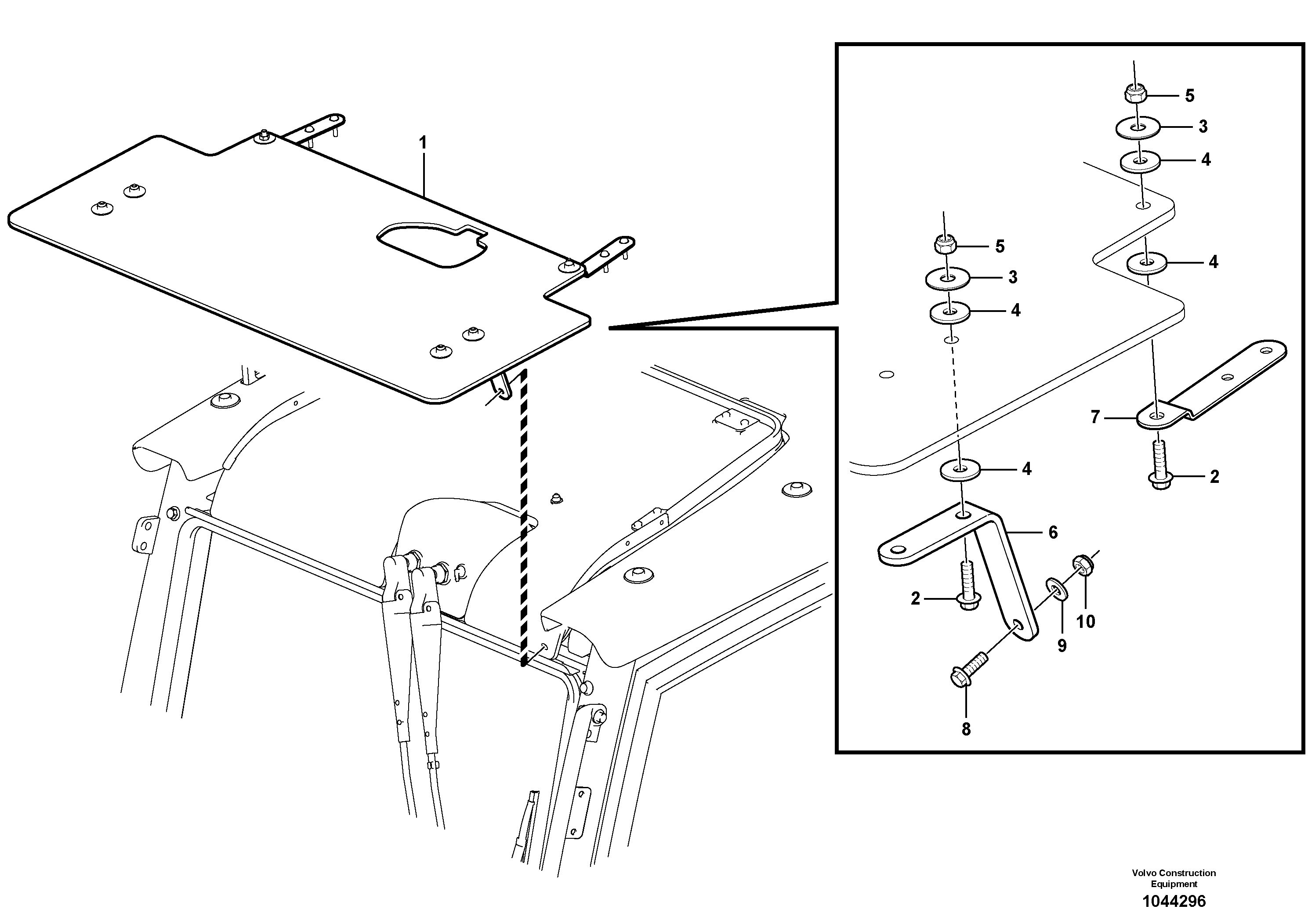 Схема запчастей Volvo EW230C - 47476 Rain visor, exterior equipment EW230C