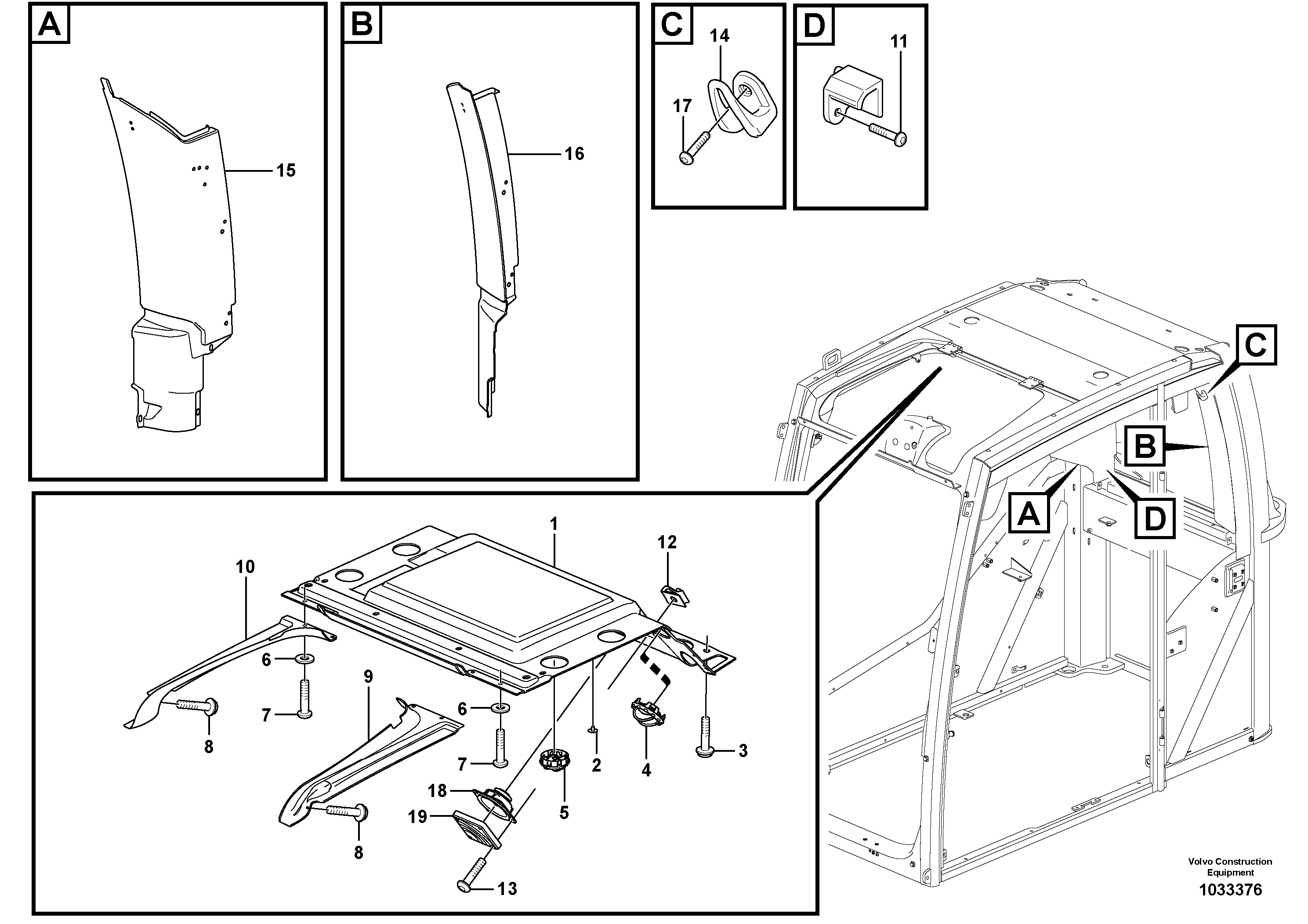 Схема запчастей Volvo EW230C - 53198 Interior components EW230C