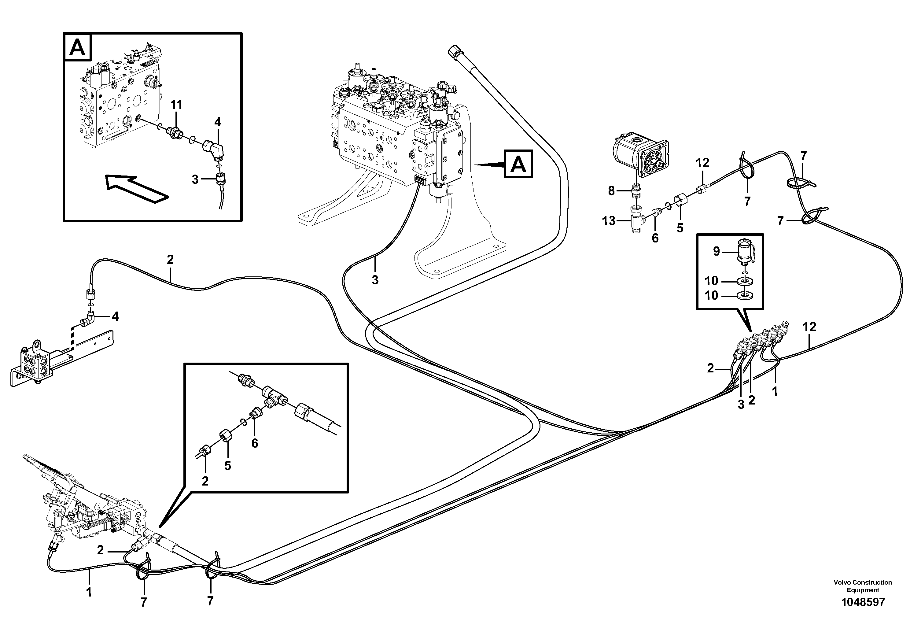 Схема запчастей Volvo EW230C - 101935 Servo hydraulics, Testing sleeve EW230C