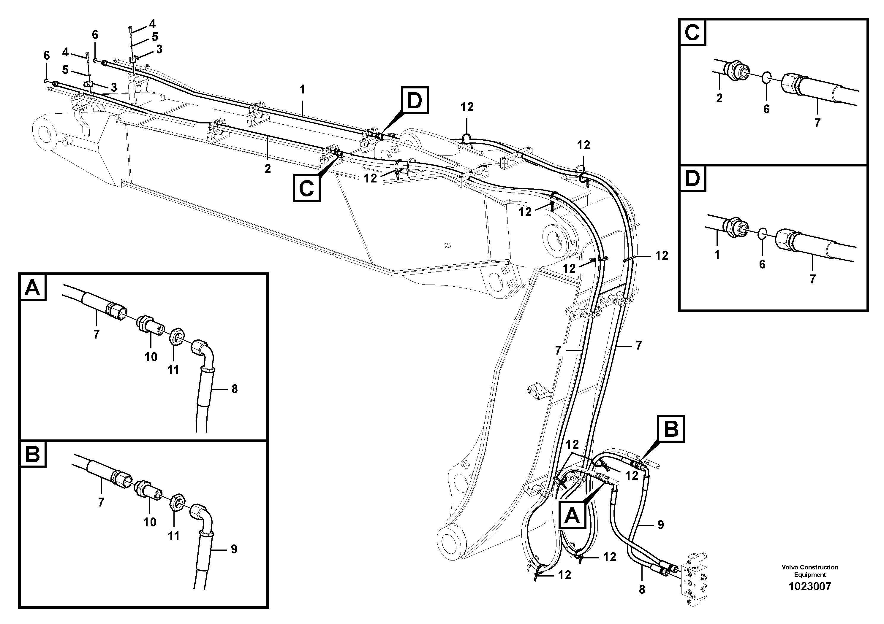 Схема запчастей Volvo EW230C - 49727 X3 Lines adjustable boom EW230C