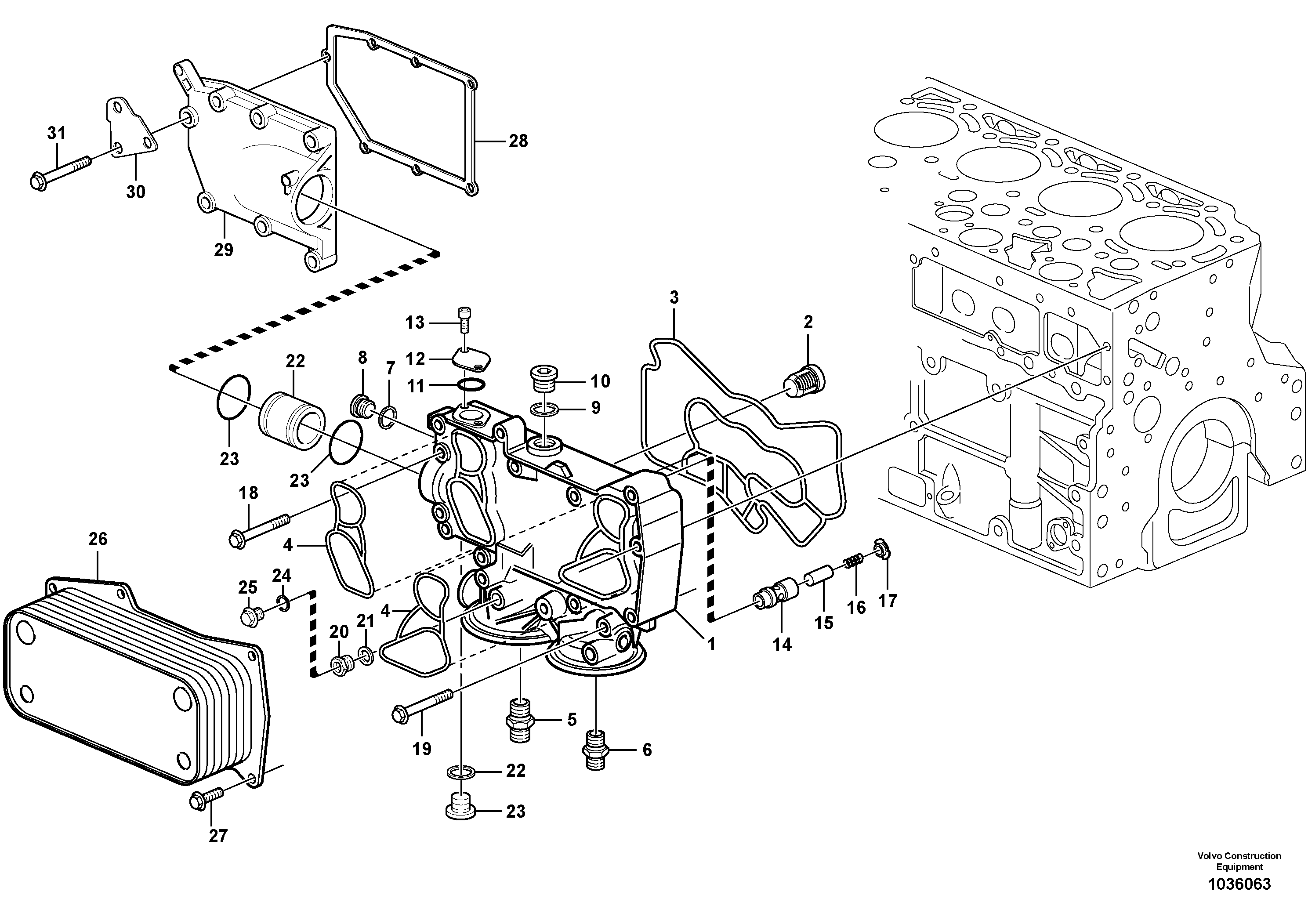 Схема запчастей Volvo EW230C - 21499 Масляный радиатор EW230C