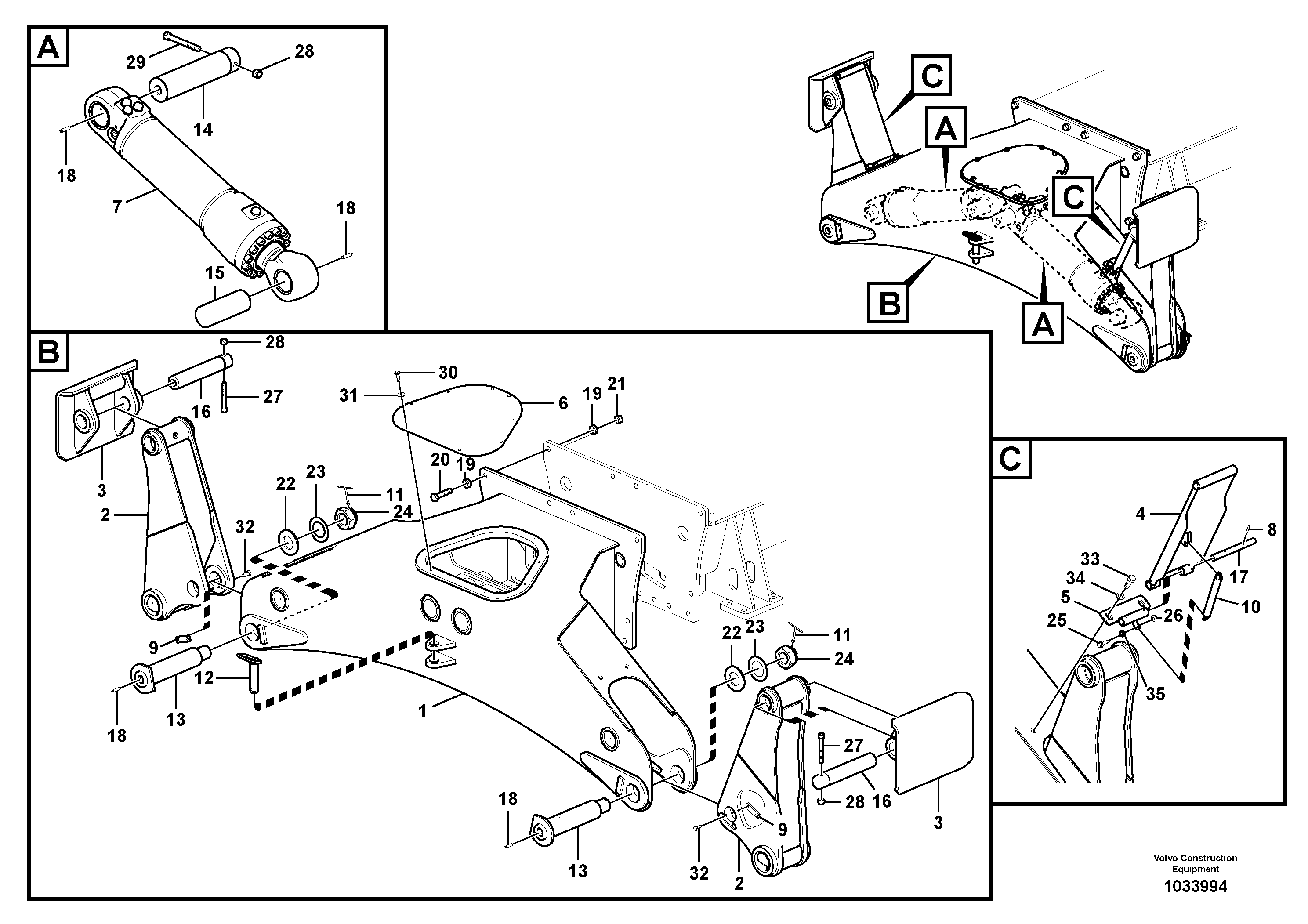 Схема запчастей Volvo EW230C - 64396 Outrigger with flexible plates EW230C