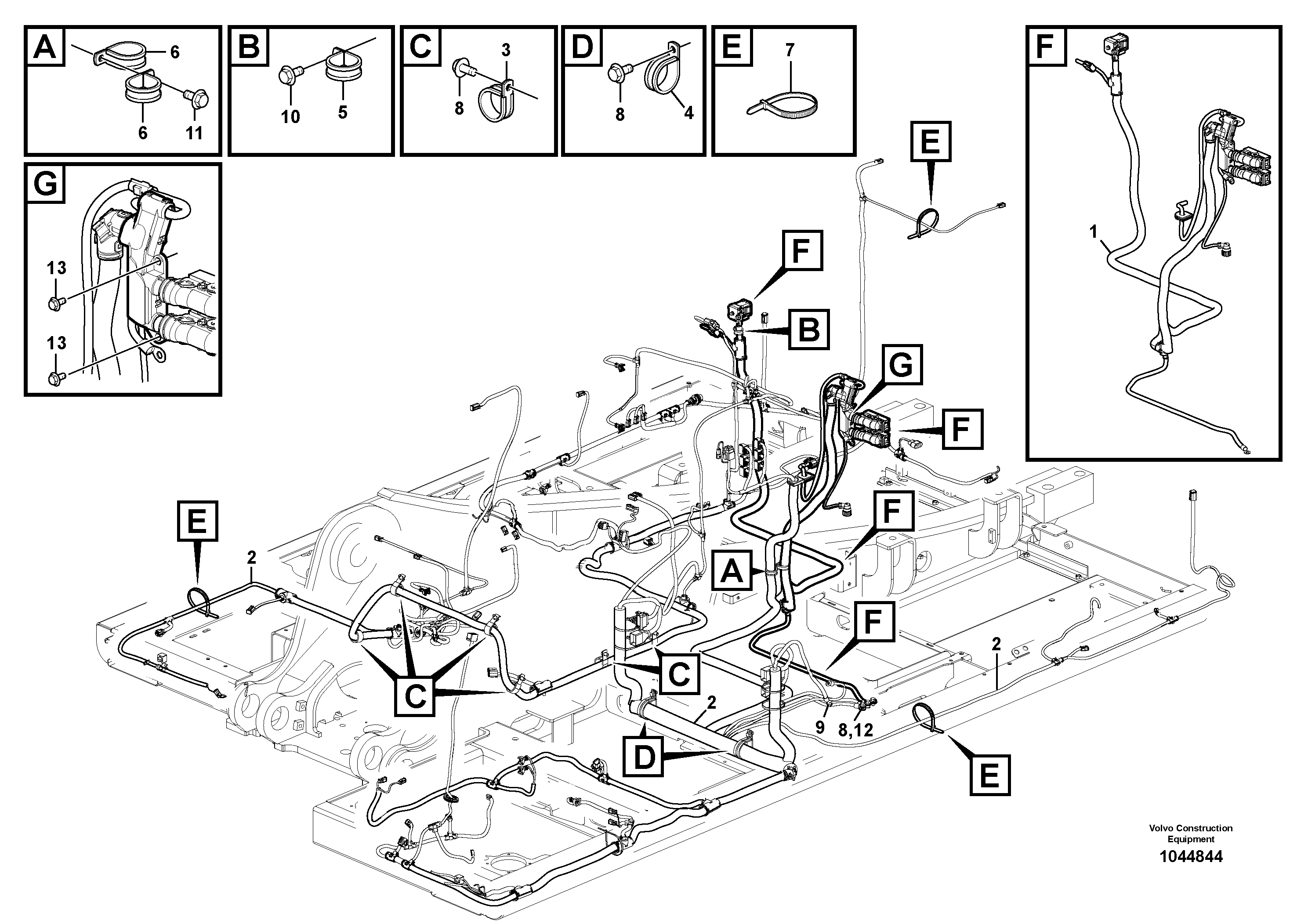 Схема запчастей Volvo EW230C - 80336 Cable and wire harness, main EW230C