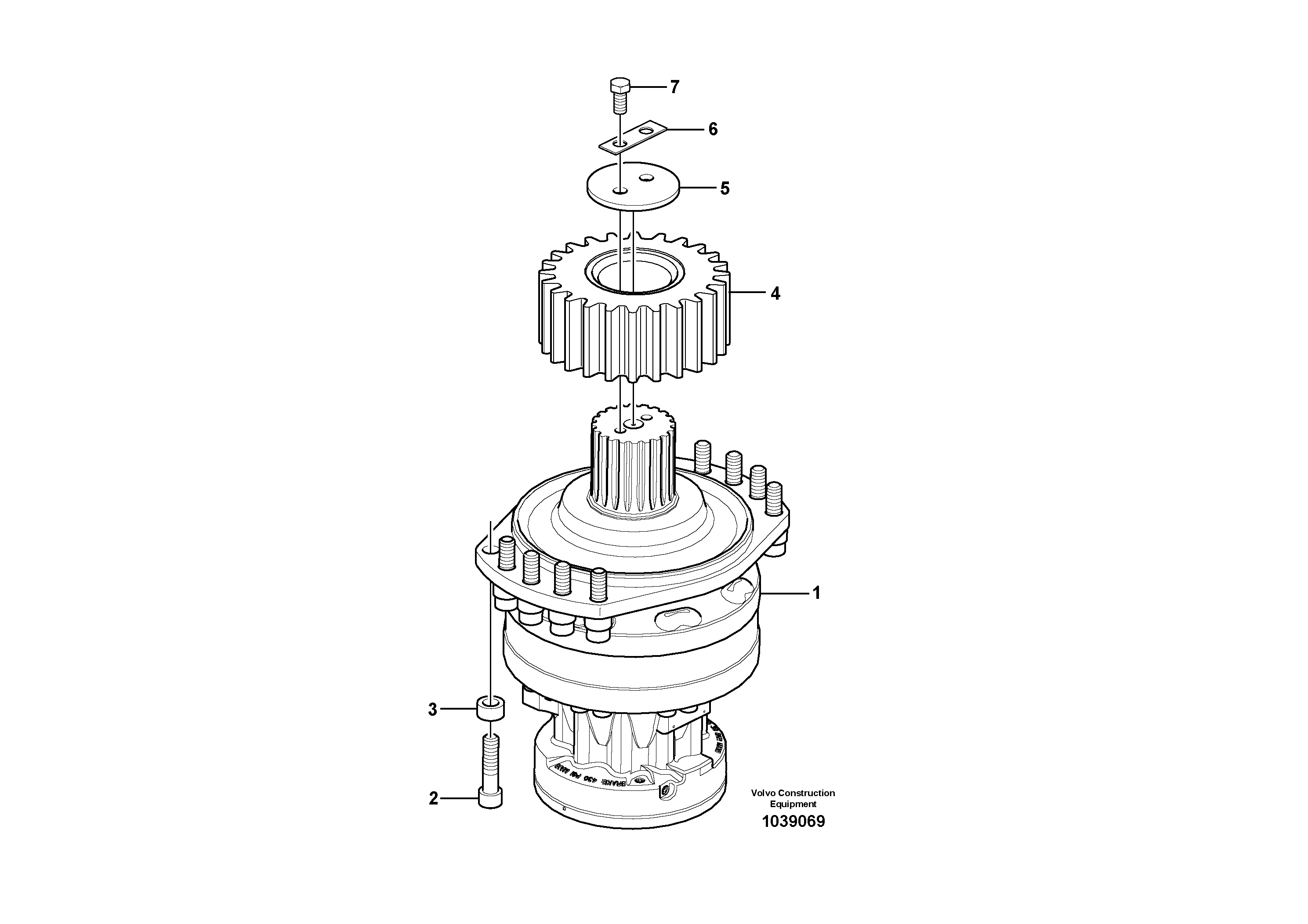 Схема запчастей Volvo EW230C - 101305 Swing motor with mounting parts EW230C