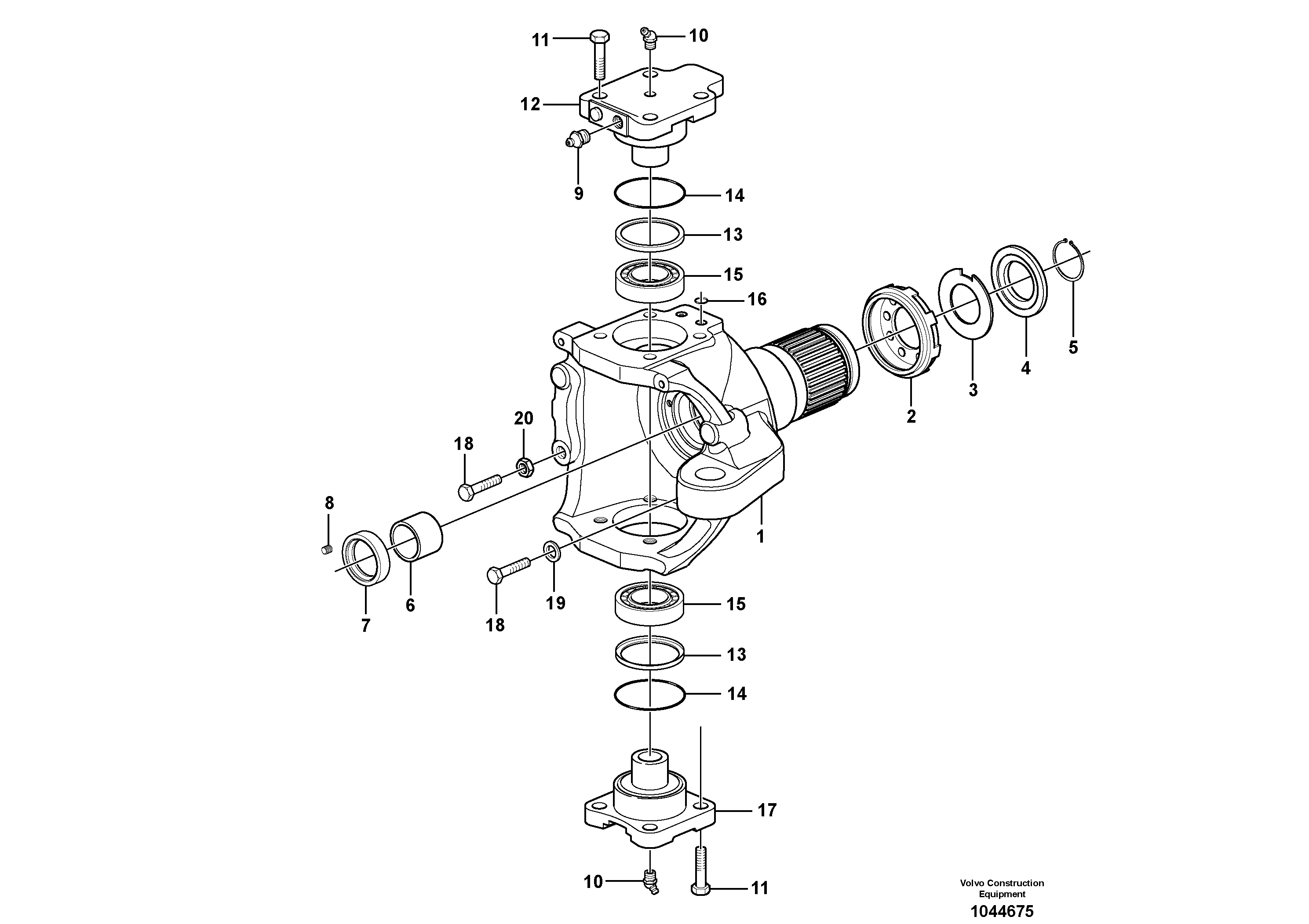 Схема запчастей Volvo EW230C - 49592 Front axle, Knuckle ret EW230C