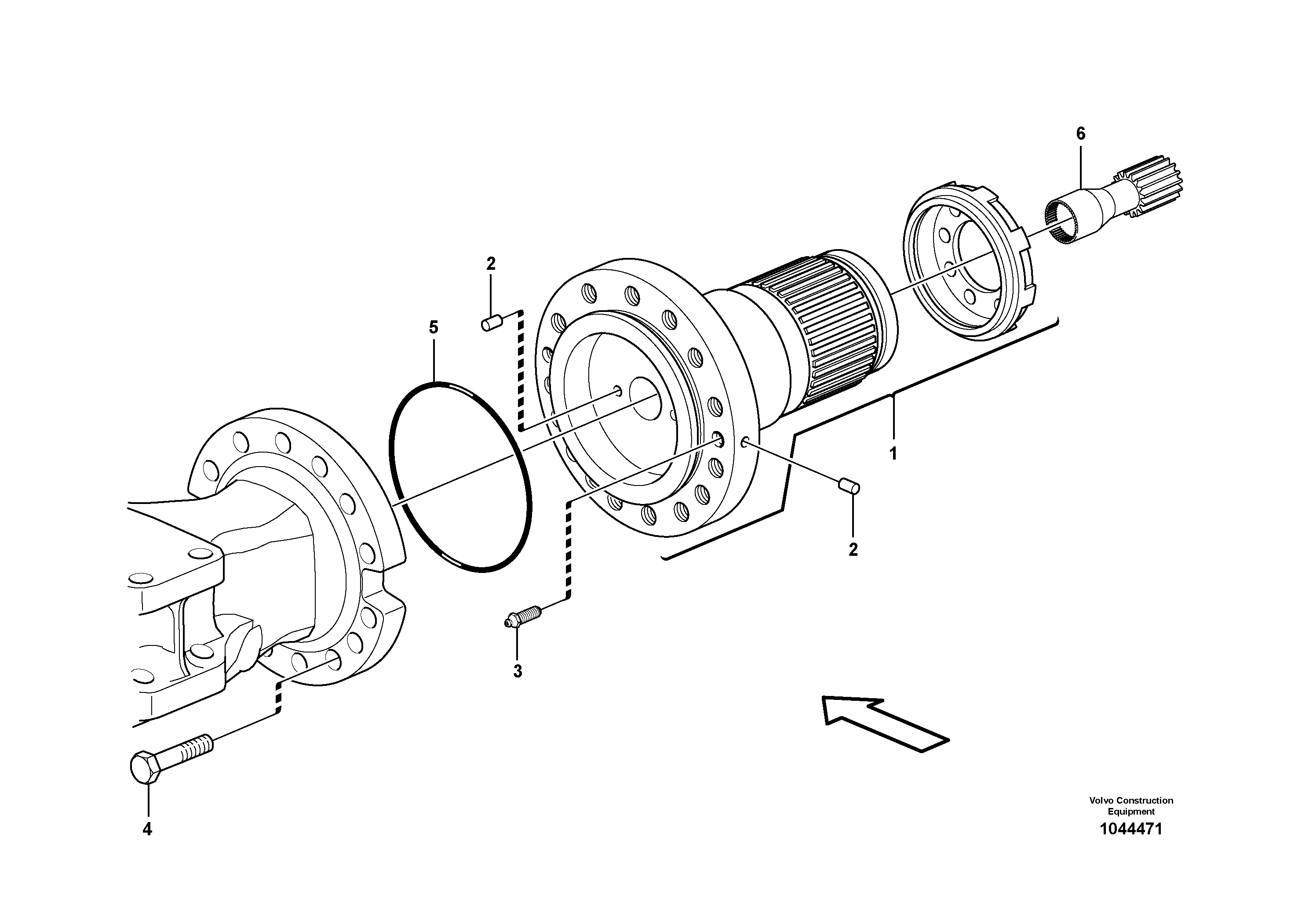 Схема запчастей Volvo EW230C - 51757 Мост задний, опорный вал EW230C