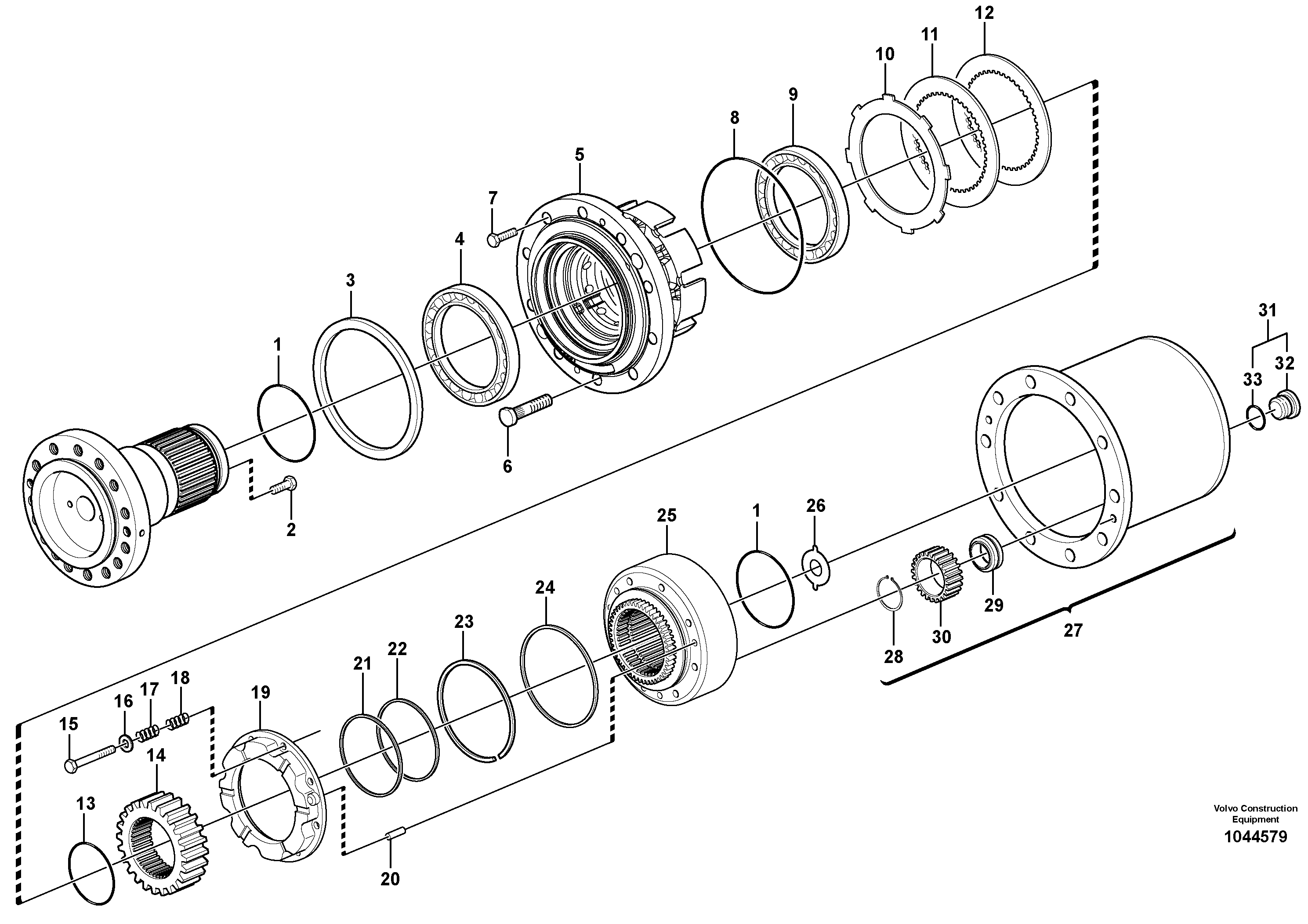 Схема запчастей Volvo EW230C - 59965 Rear axle, Hub reduction EW230C