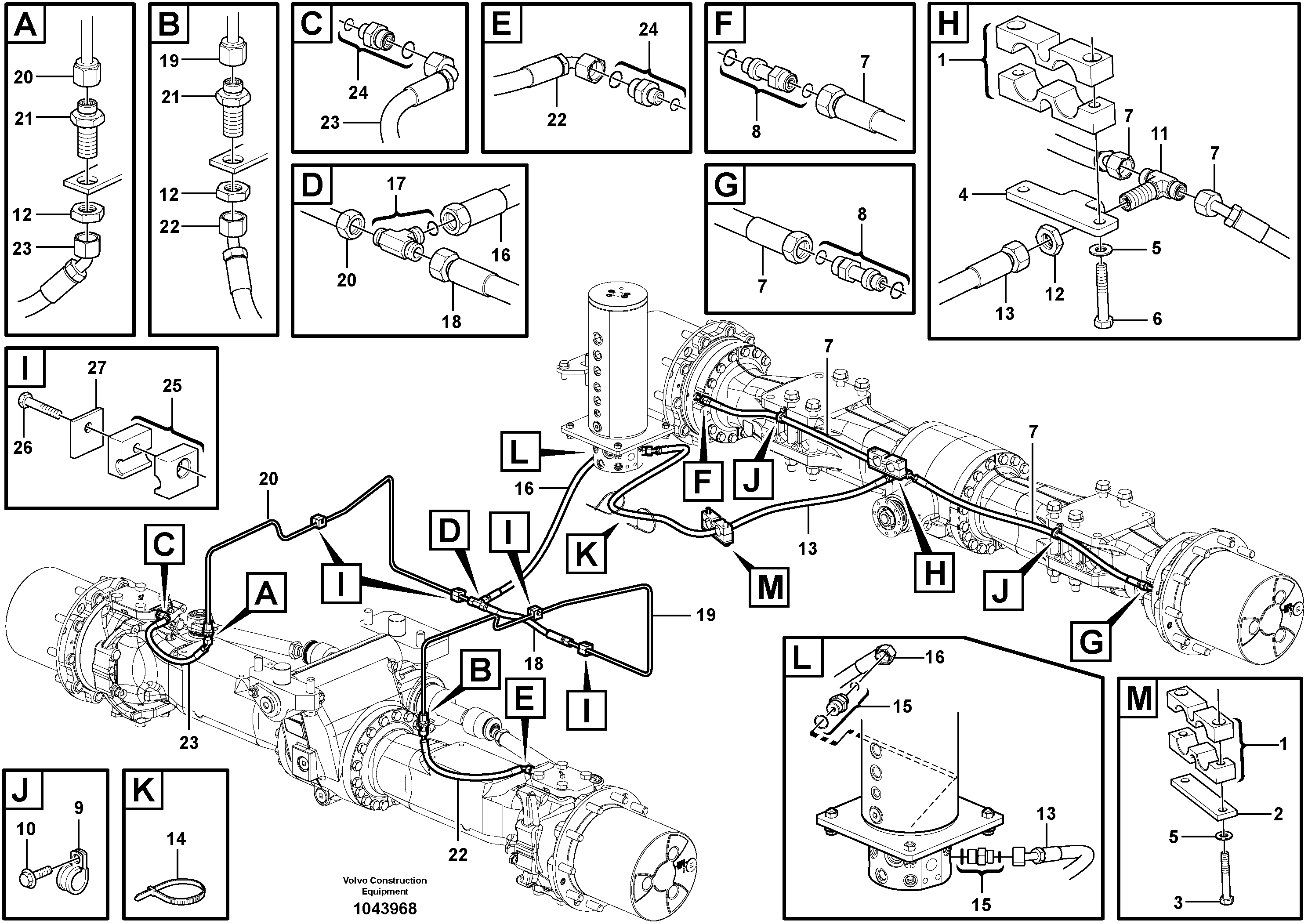 Схема запчастей Volvo EW230C - 97361 Hydraulic system, lower brake line EW230C