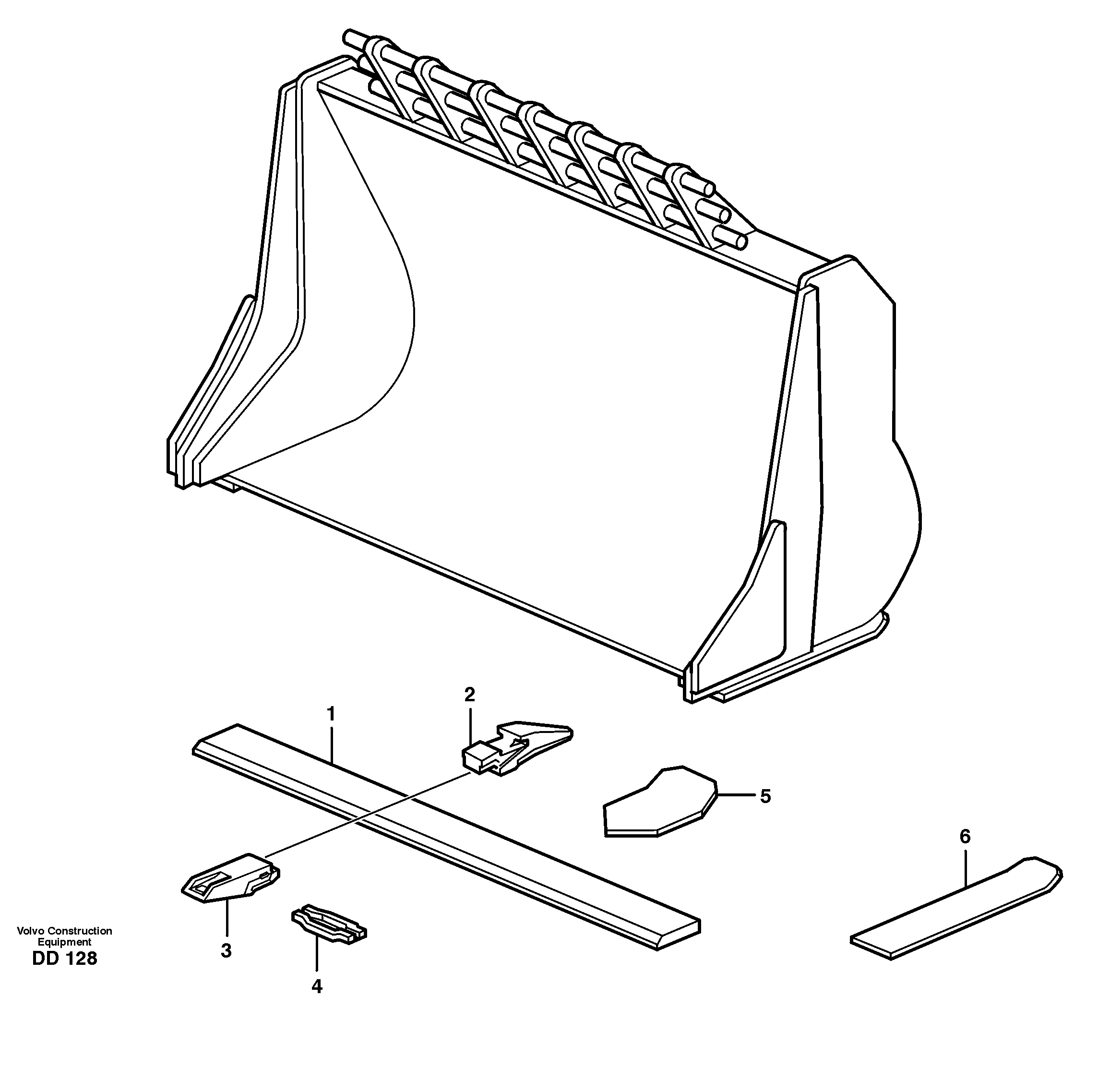 Схема запчастей Volvo EC300 - 15201 Bucket, straight with teeth ATTACHMENTS ATTACHMENTS BUCKETS
