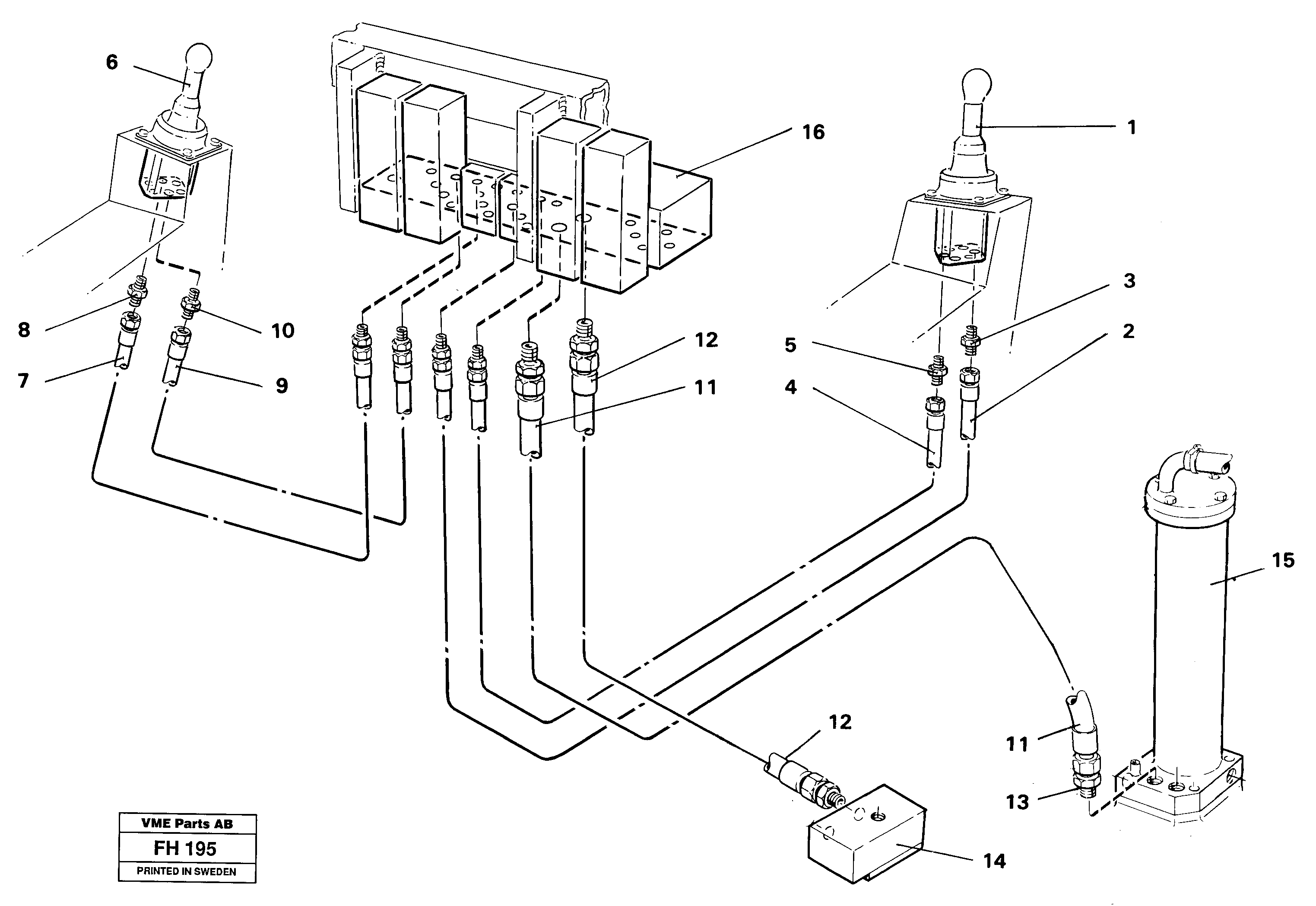 Схема запчастей Volvo EC300 - 39188 Servo hydraulics, tank return lines EC300 ?KERMAN ?KERMAN EC300