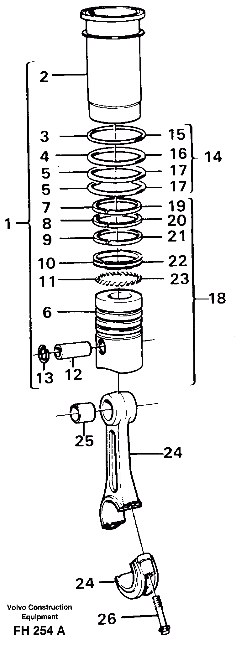 Схема запчастей Volvo EC300 - 29330 Cylinder liner and piston EC300 ?KERMAN ?KERMAN EC300