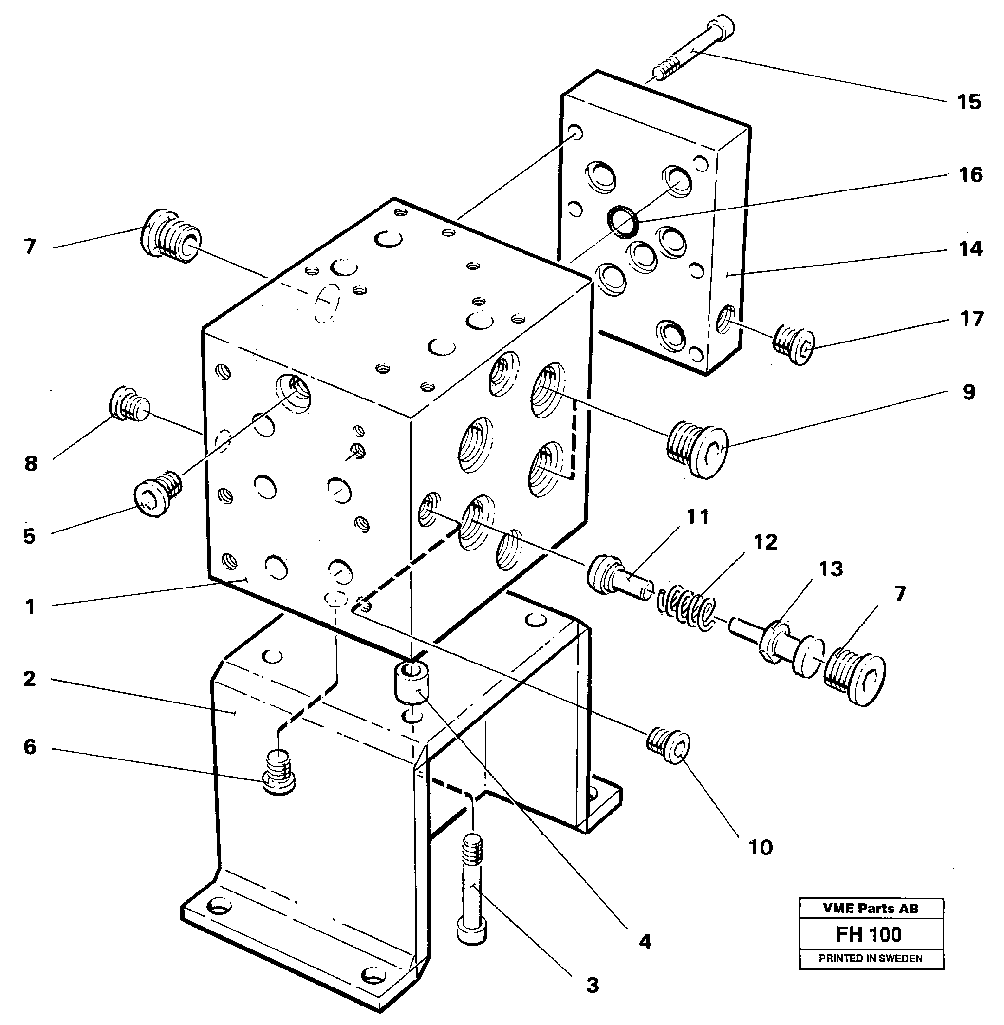 Схема запчастей Volvo EC300 - 36164 Slew valve assembly block EC300 ?KERMAN ?KERMAN EC300