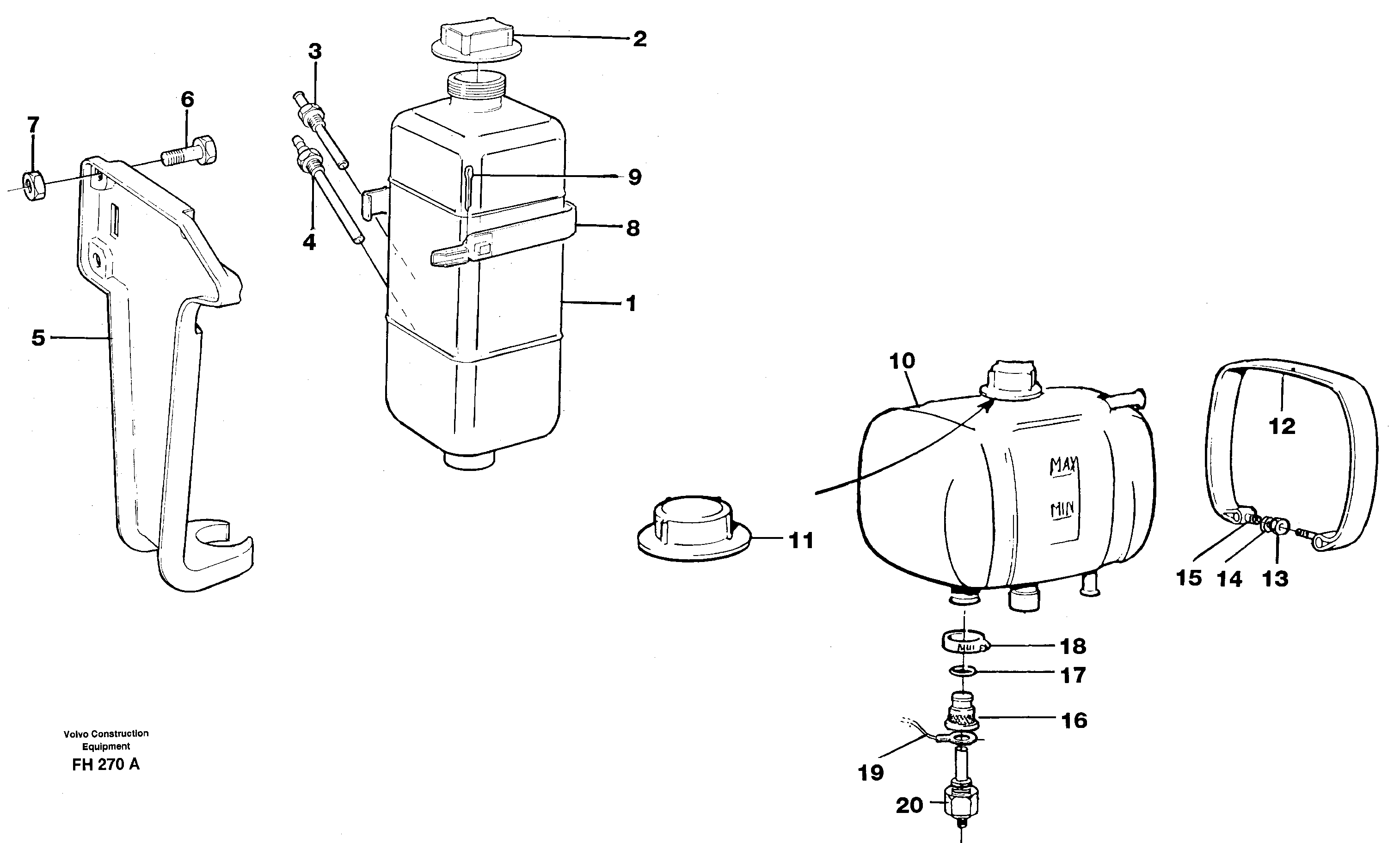 Схема запчастей Volvo EC300 - 85507 Expansion tank with fitting parts EC300 ?KERMAN ?KERMAN EC300