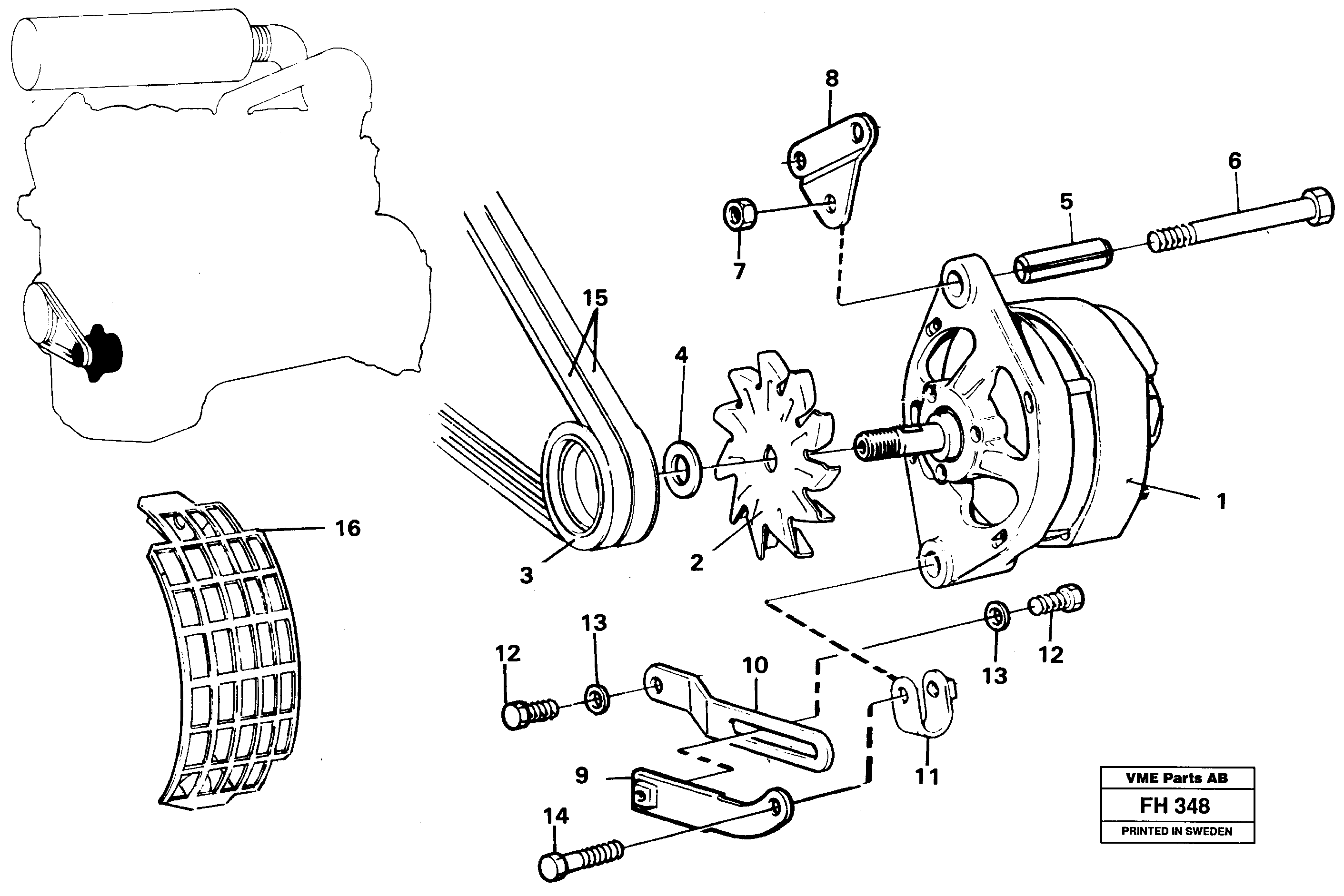 Схема запчастей Volvo EC300 - 36183 Alternator with assembling details EC300 ?KERMAN ?KERMAN EC300