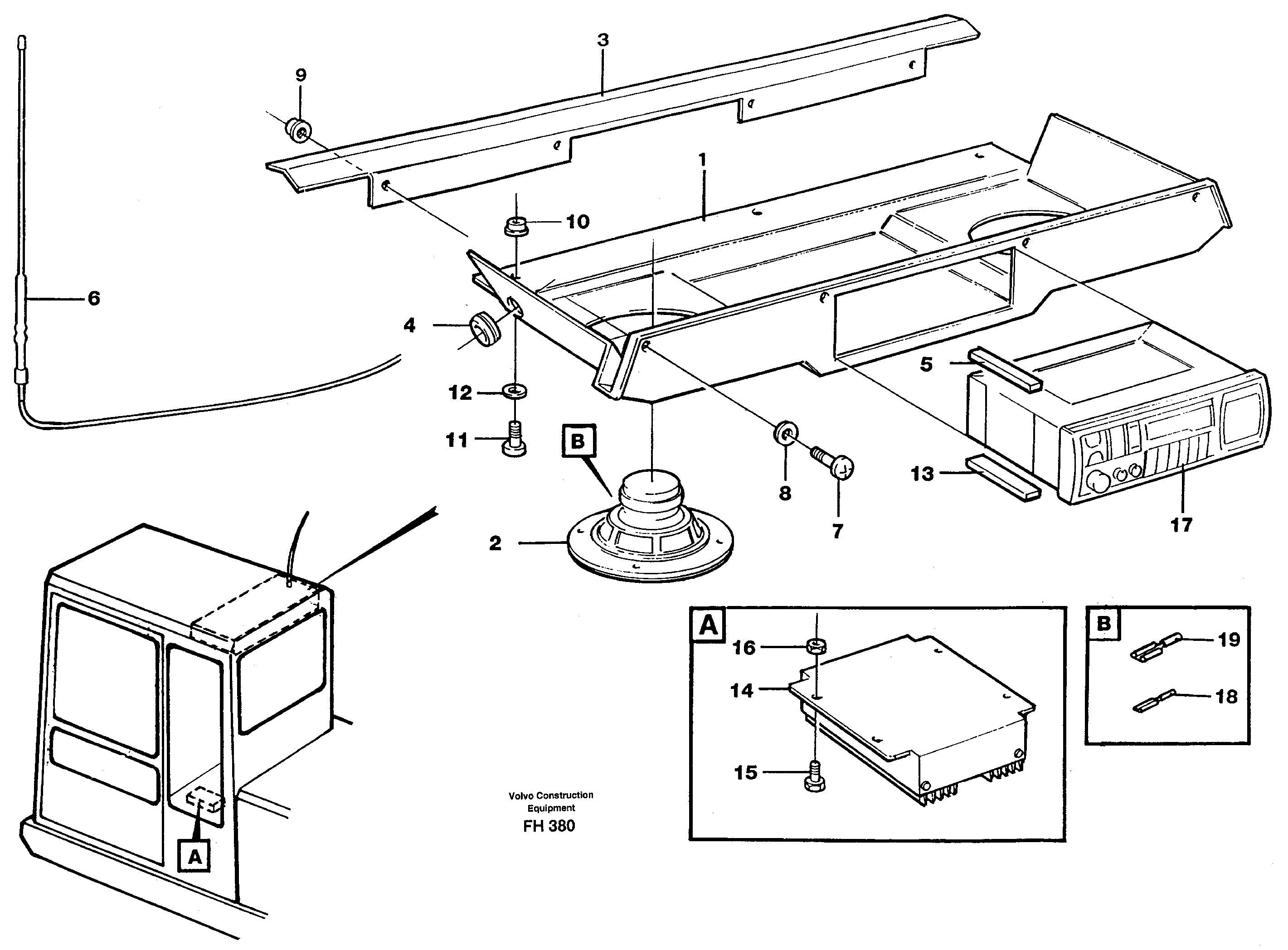 Схема запчастей Volvo EC300 - 9385 Radio installation with converter EC300 ?KERMAN ?KERMAN EC300