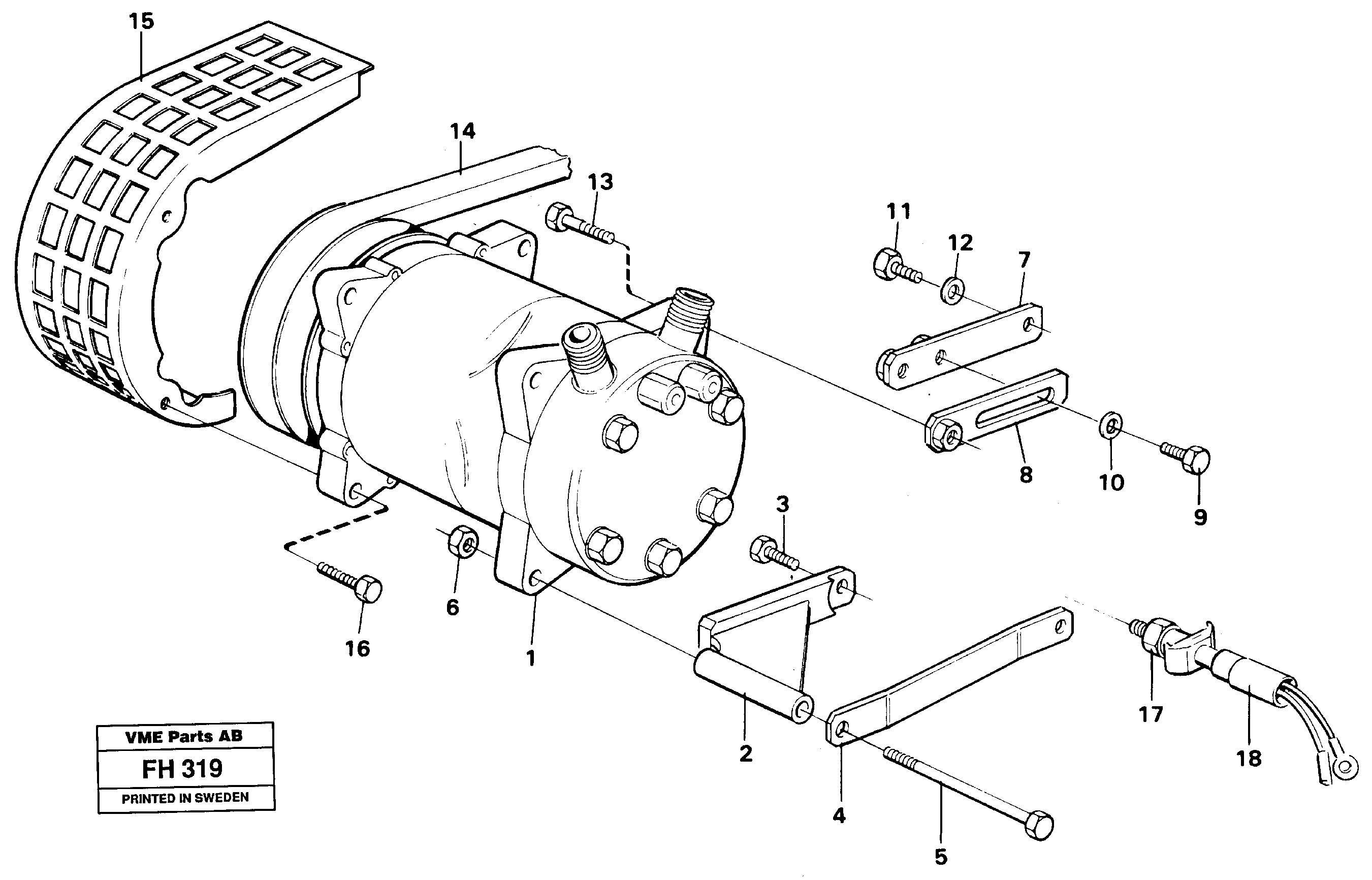 Схема запчастей Volvo EC300 - 32124 Compressor with fitting parts. cooling agent, R134a EC300 ?KERMAN ?KERMAN EC300