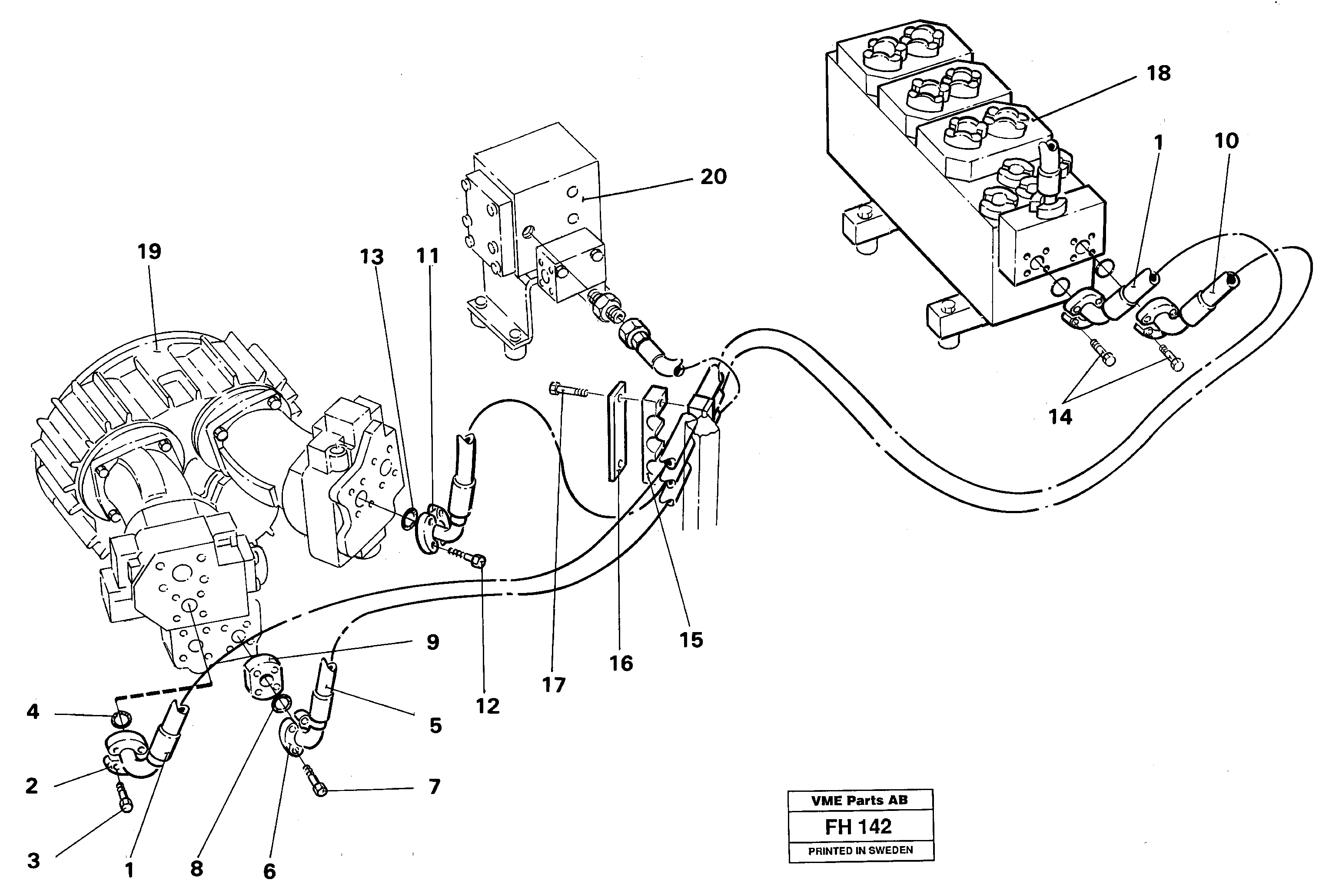 Схема запчастей Volvo EC300 - 92264 Hydraulic system, feed line EC300 ?KERMAN ?KERMAN EC300