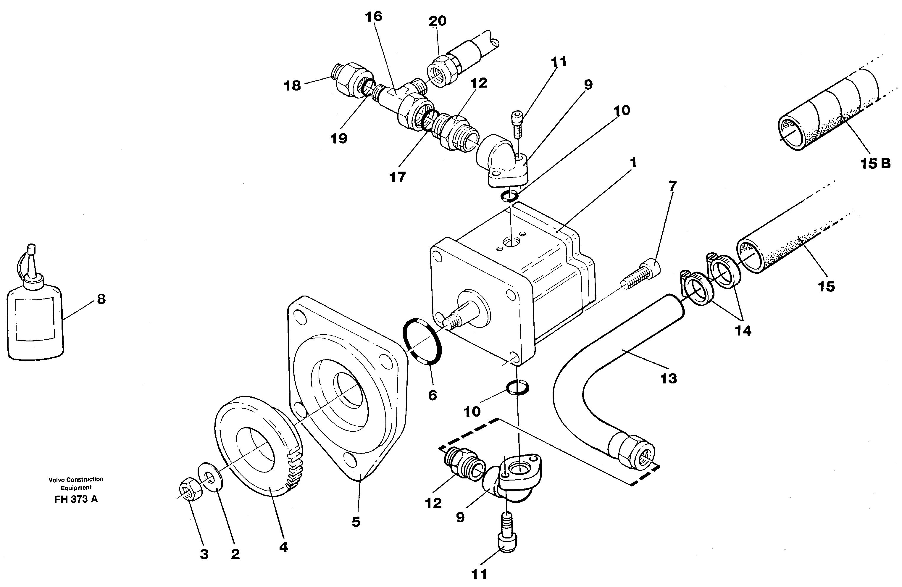 Схема запчастей Volvo EC300 - 39815 Servo pump with assembly parts EC300 ?KERMAN ?KERMAN EC300