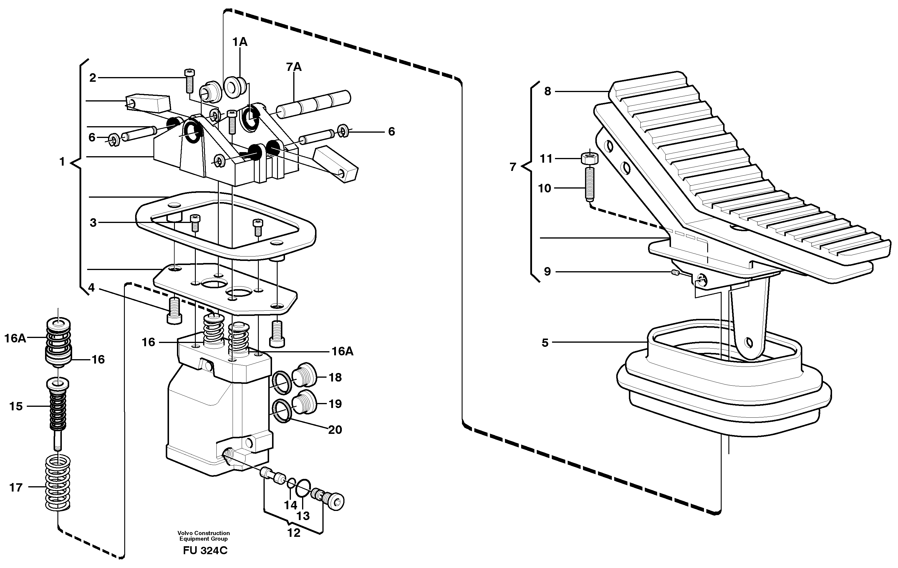 Схема запчастей Volvo EC390 - 14009 Pedal valve EC390 SER NO 1001-