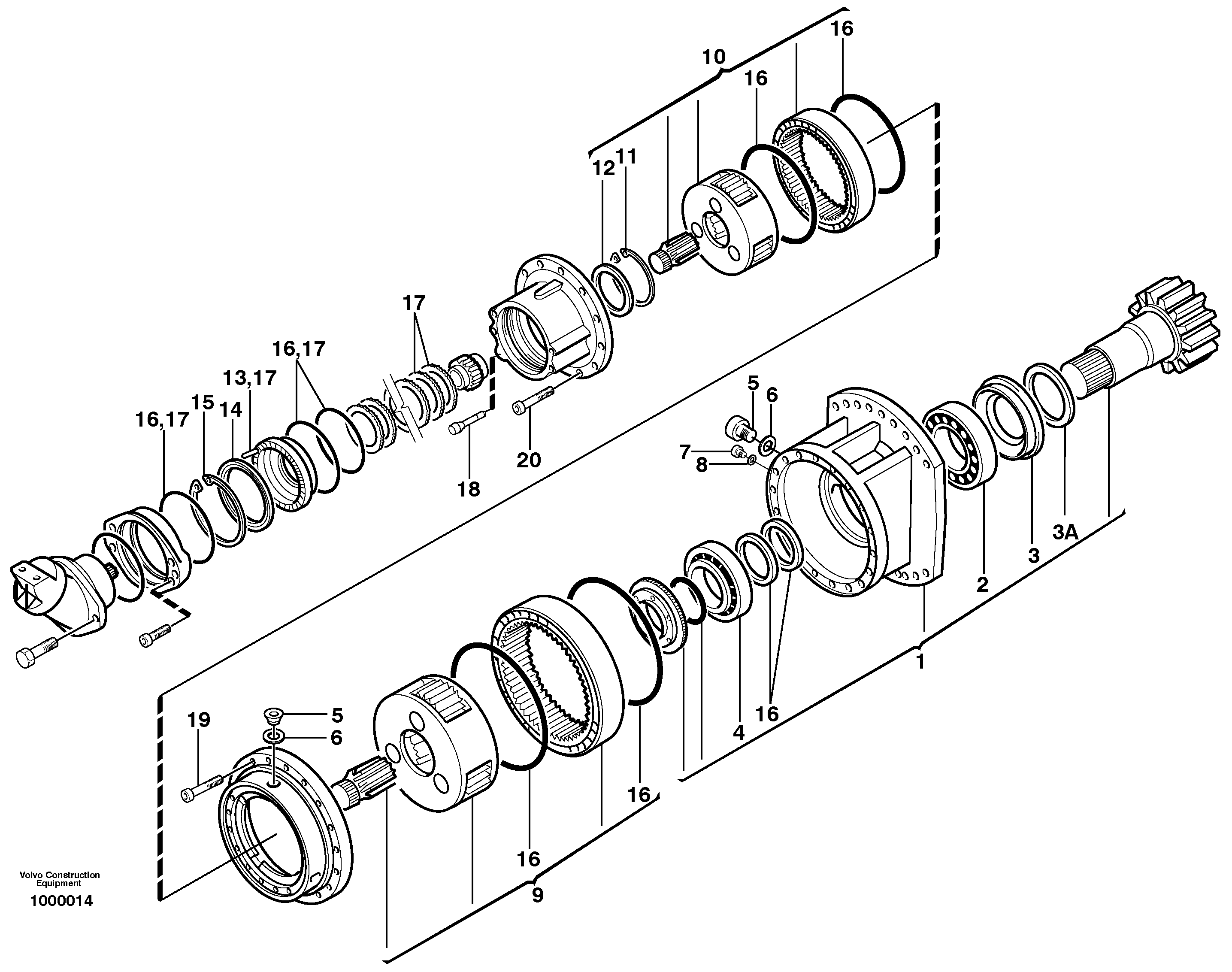 Схема запчастей Volvo EC390 - 28636 Swing gearbox EC390 SER NO 1001-