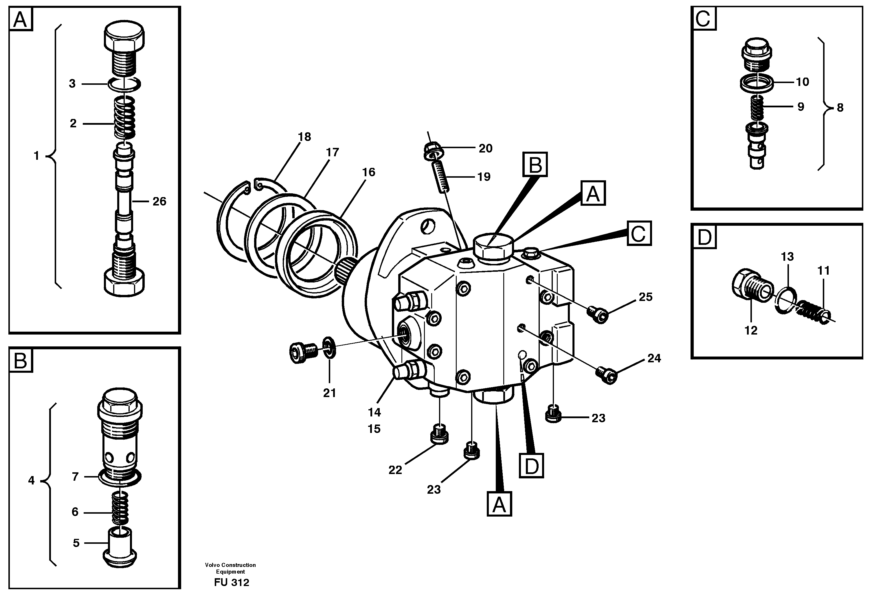 Схема запчастей Volvo EC390 - 99392 Hydraulic motor, travel EC390 SER NO 1001-