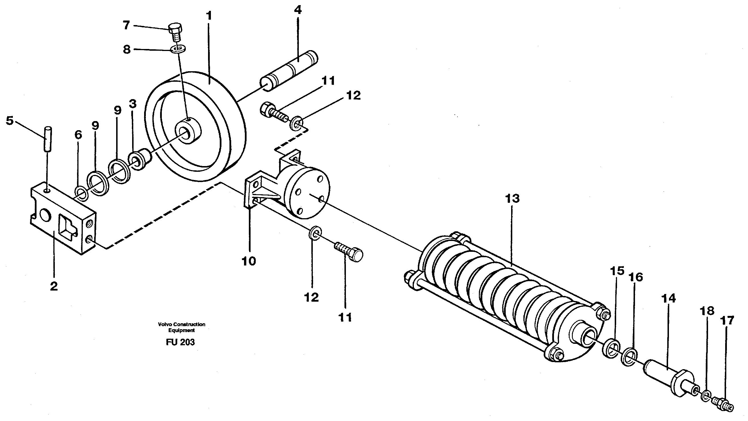 Схема запчастей Volvo EC390 - 23983 Front idler, spring package EC390 SER NO 1001-