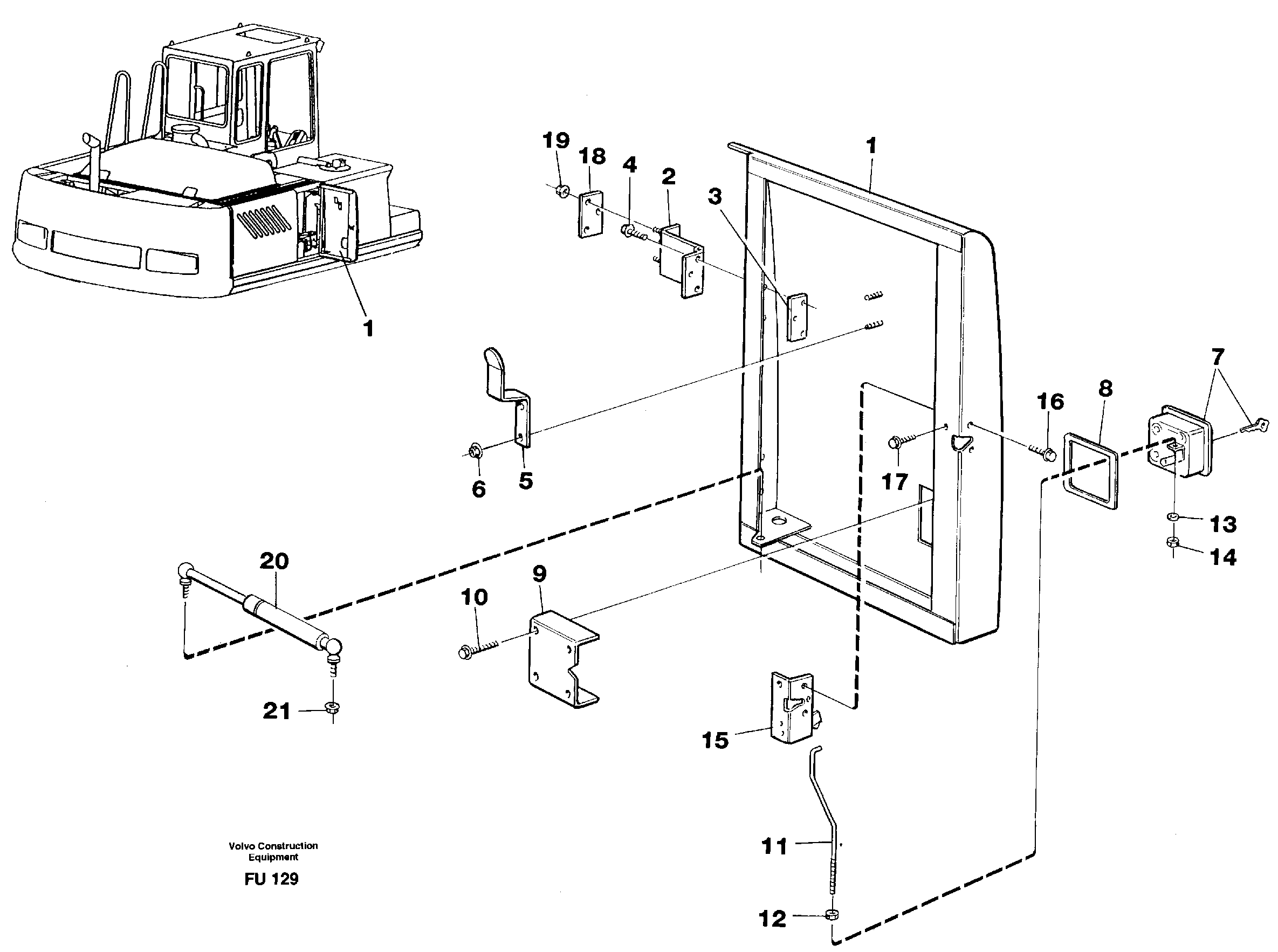 Схема запчастей Volvo EC390 - 90740 Door, centre, right EC390 SER NO 1001-