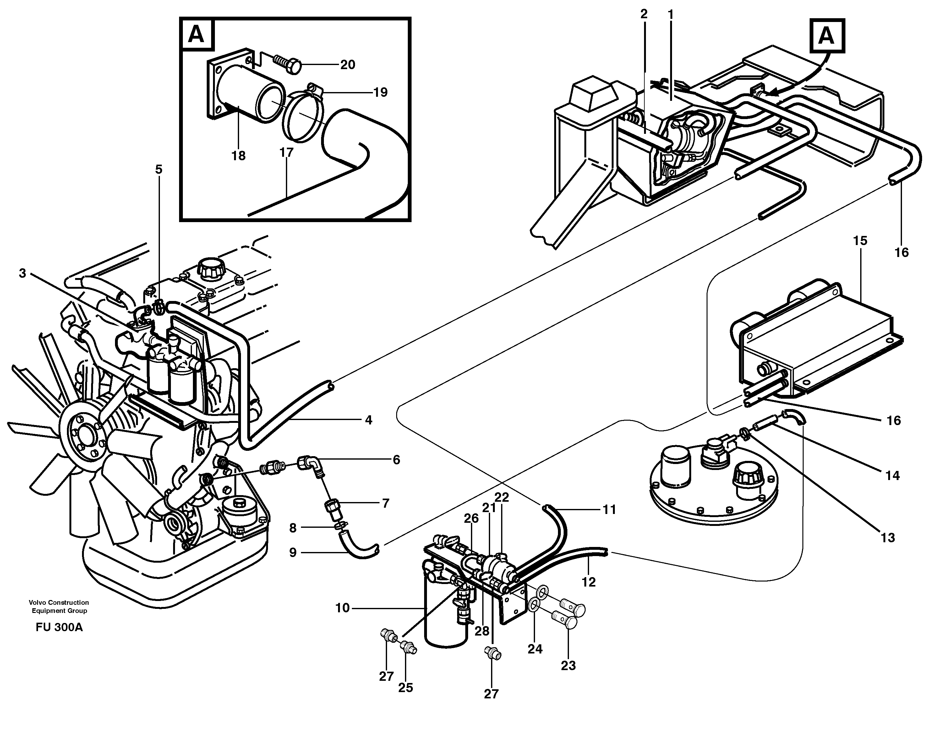 Схема запчастей Volvo EC390 - 81350 Diesel heater, Installation EC390 SER NO 1001-