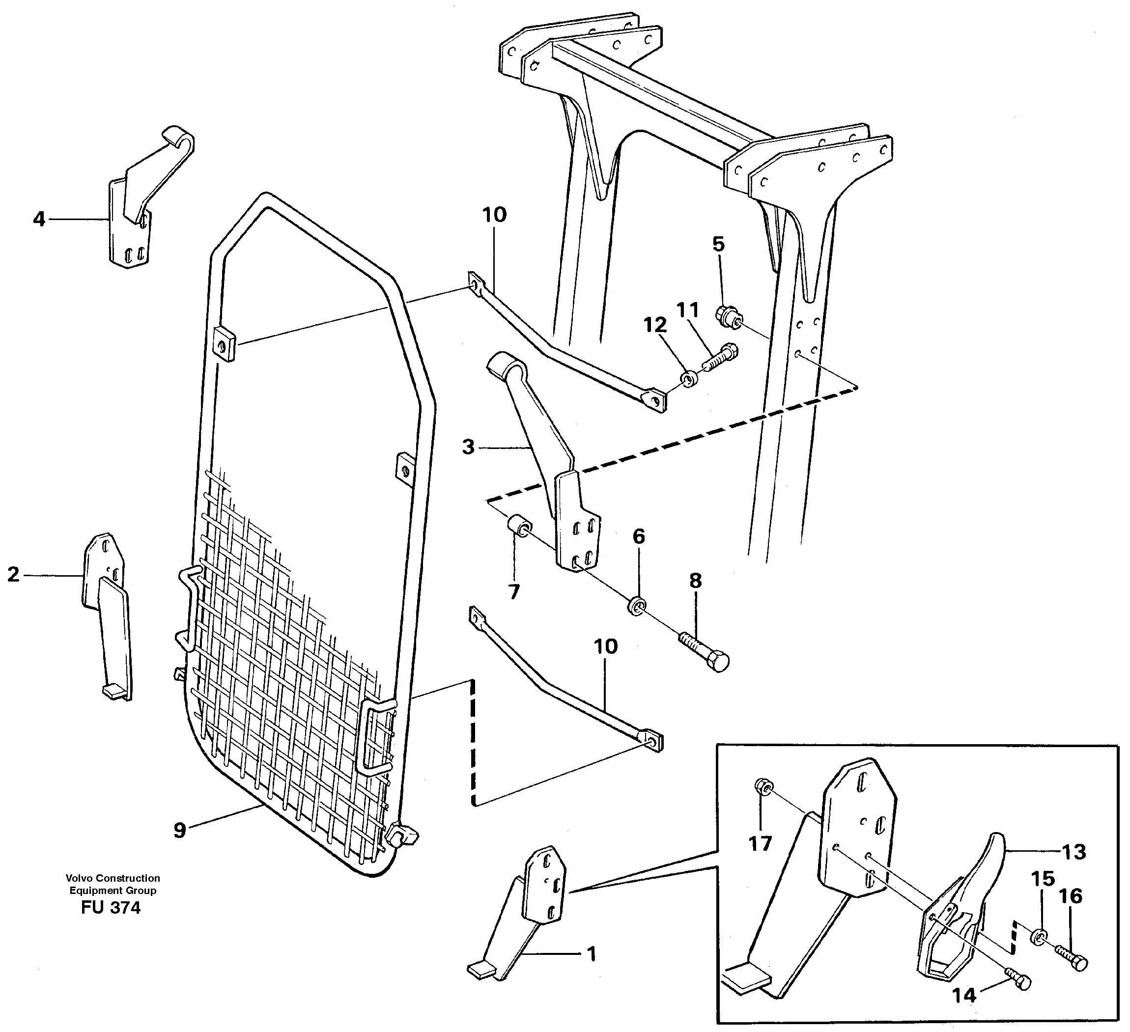 Схема запчастей Volvo EC390 - 66710 Windscreen protection on protection over cab EC390 SER NO 1001-
