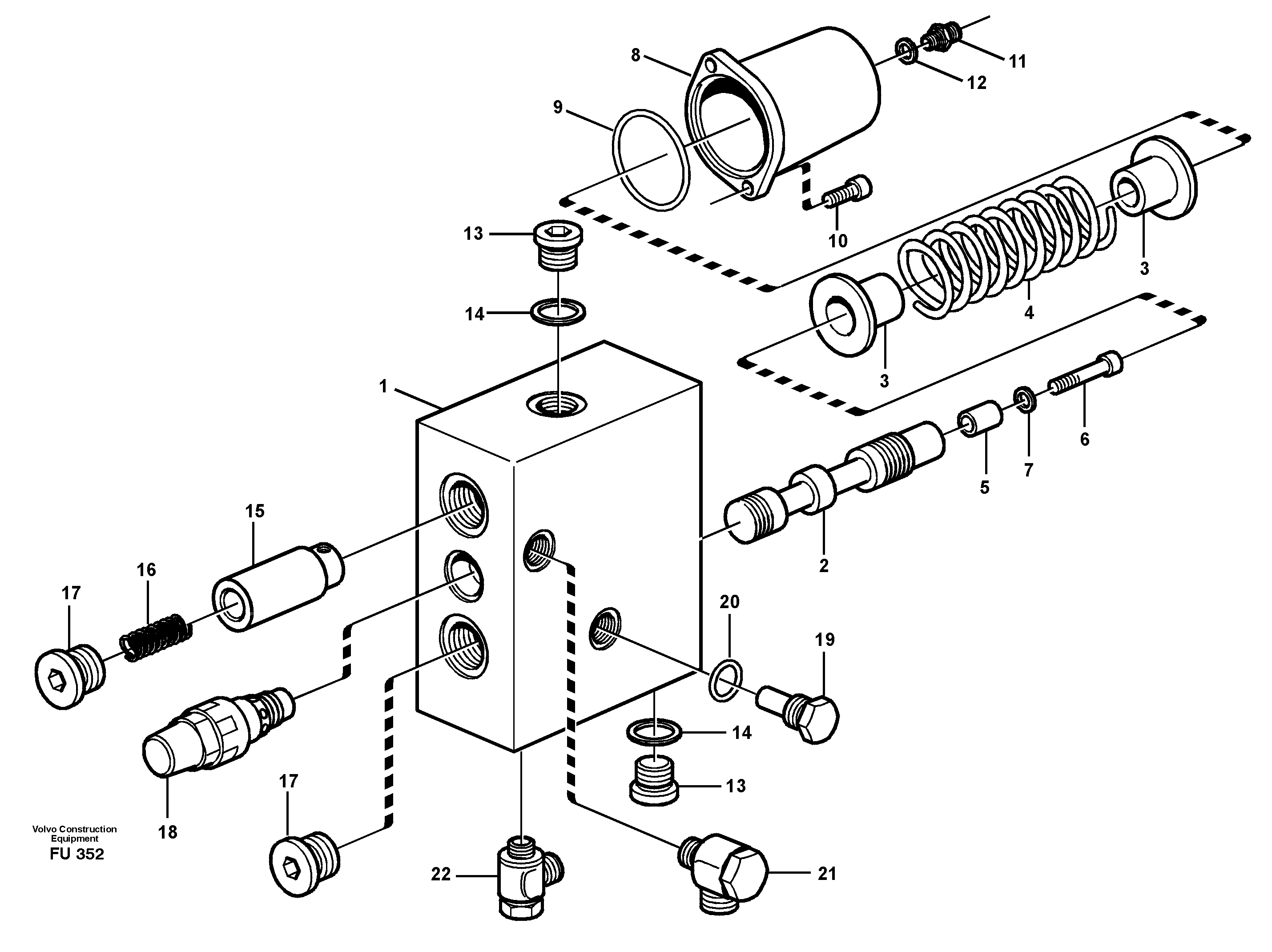 Схема запчастей Volvo EC390 - 62493 Hose rupture valve, dipper arm cylinder EC390 SER NO 1001-