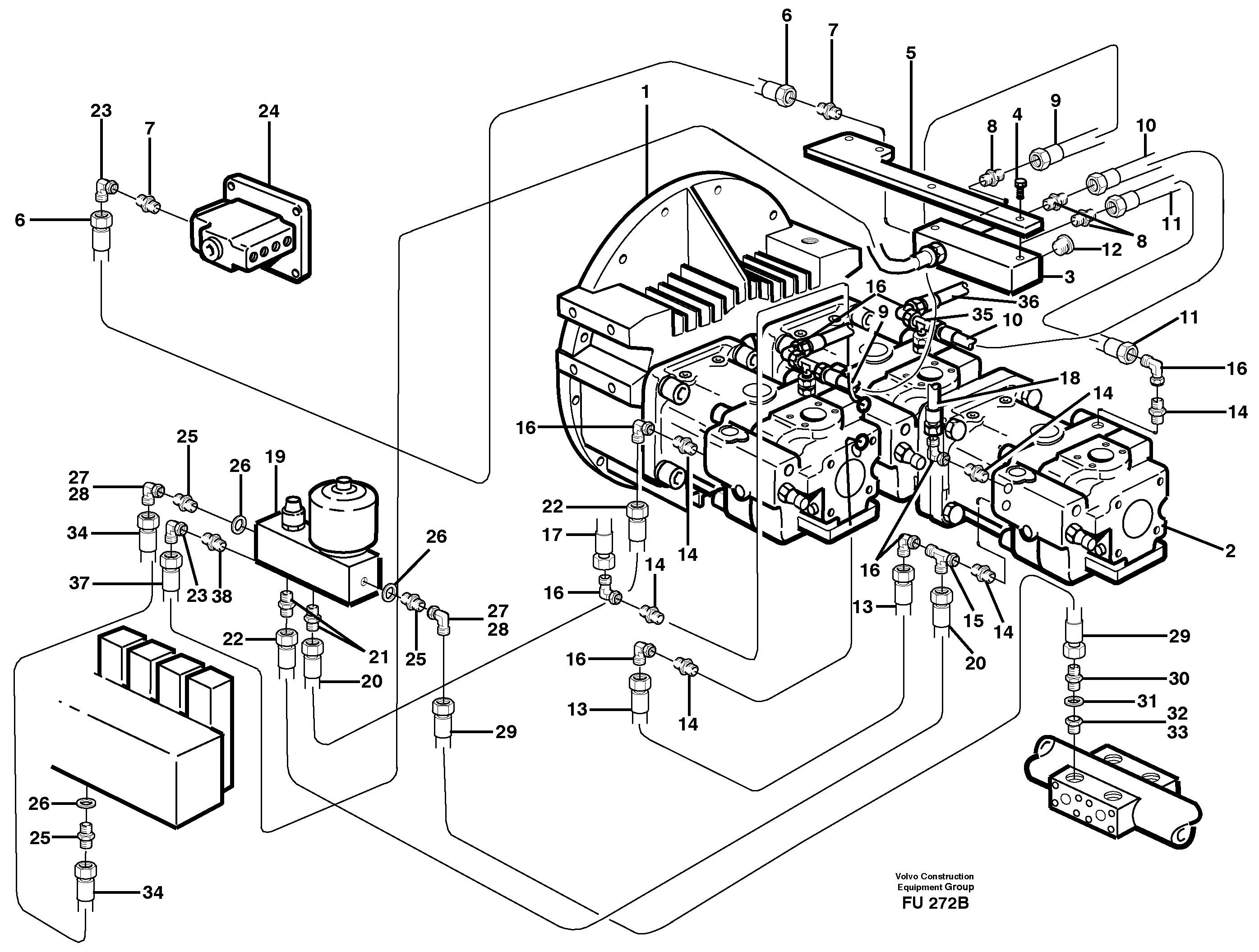 Схема запчастей Volvo EC390 - 14372 Pump control EC390 SER NO 1001-