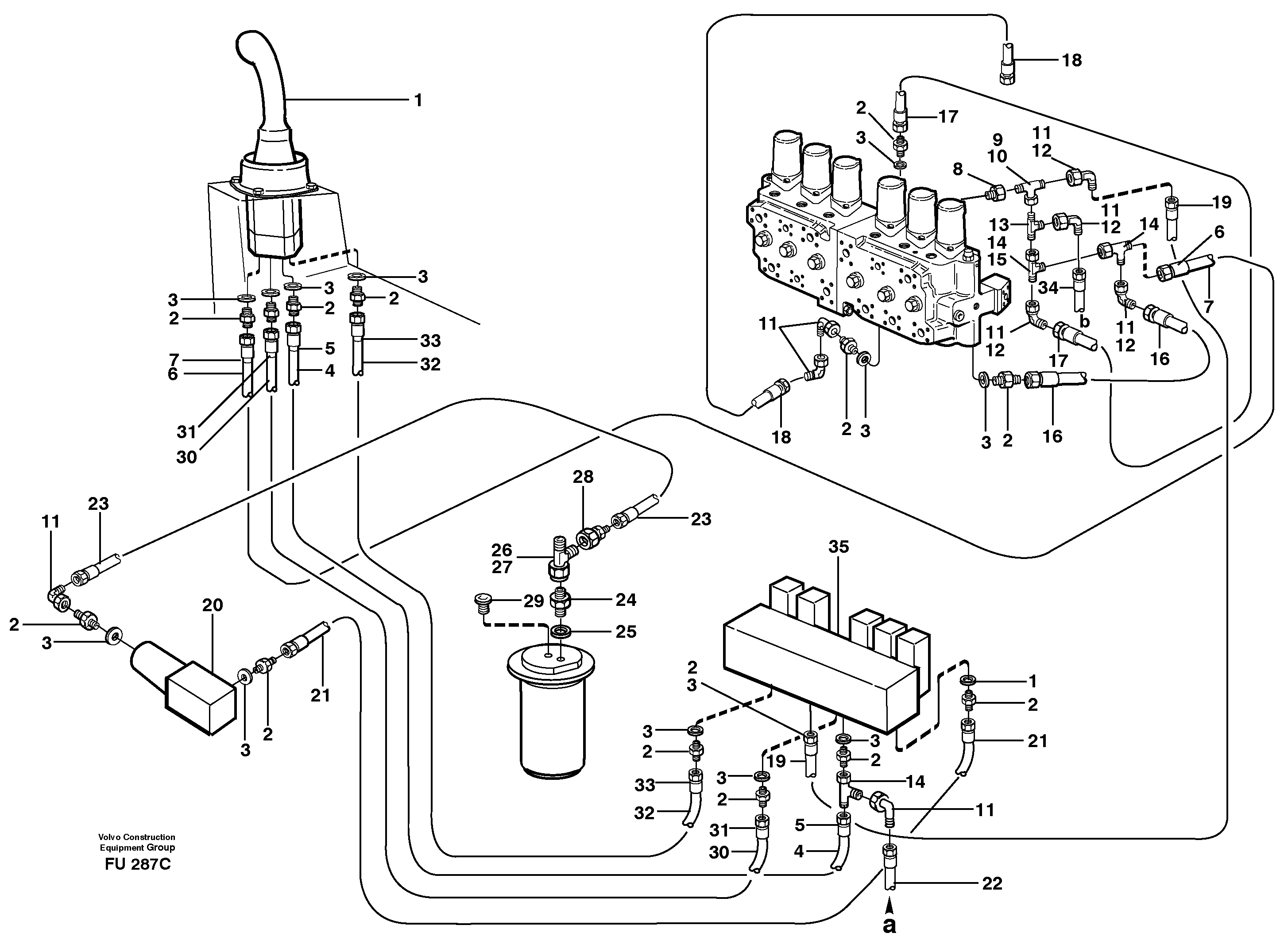 Схема запчастей Volvo EC390 - 14375 Servo hydraulics, boom EC390 SER NO 1001-