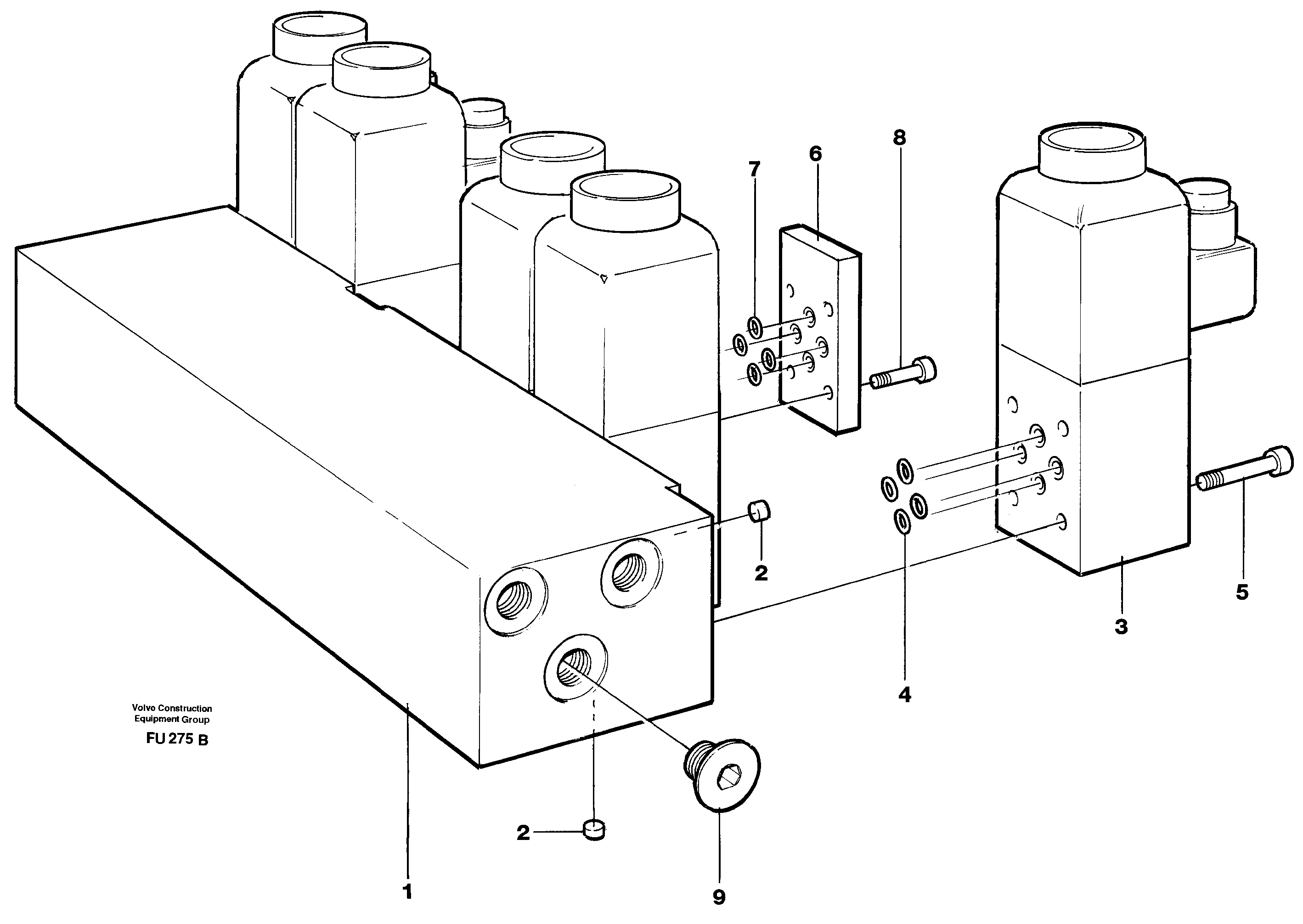 Схема запчастей Volvo EC390 - 9898 Control valve block EC390 SER NO 1001-