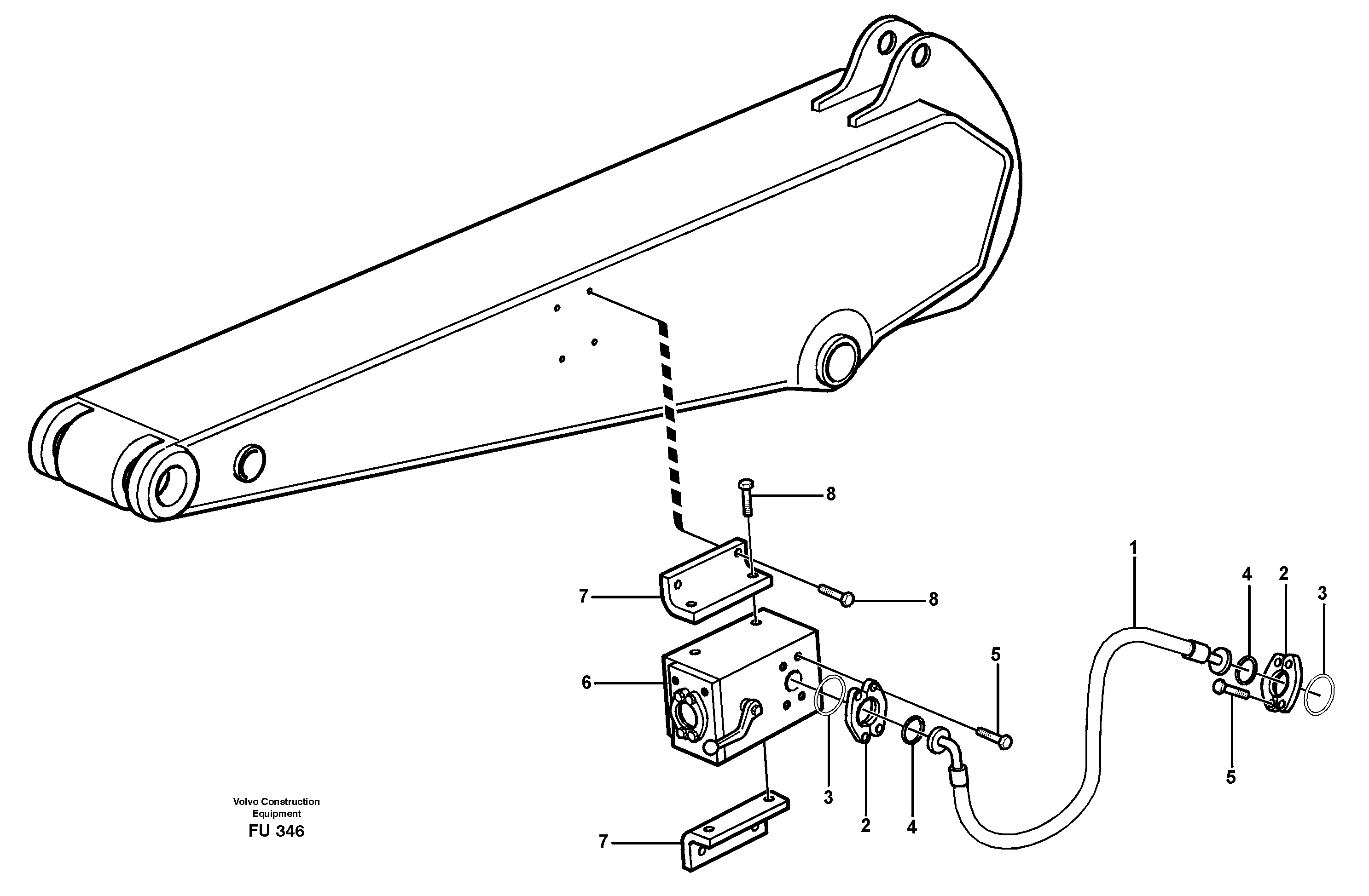 Схема запчастей Volvo EC390 - 29871 Hammer hydraulics on dipper arm, 2.4 m/ 2.9 m/ 3.5 m/ 4.1m EC390 SER NO 1001-