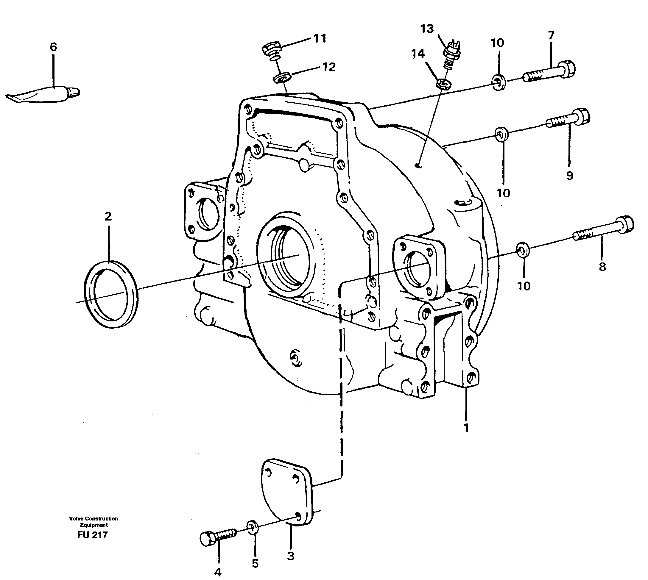 Схема запчастей Volvo EC390 - 26419 Картер маховика EC390 SER NO 1001-