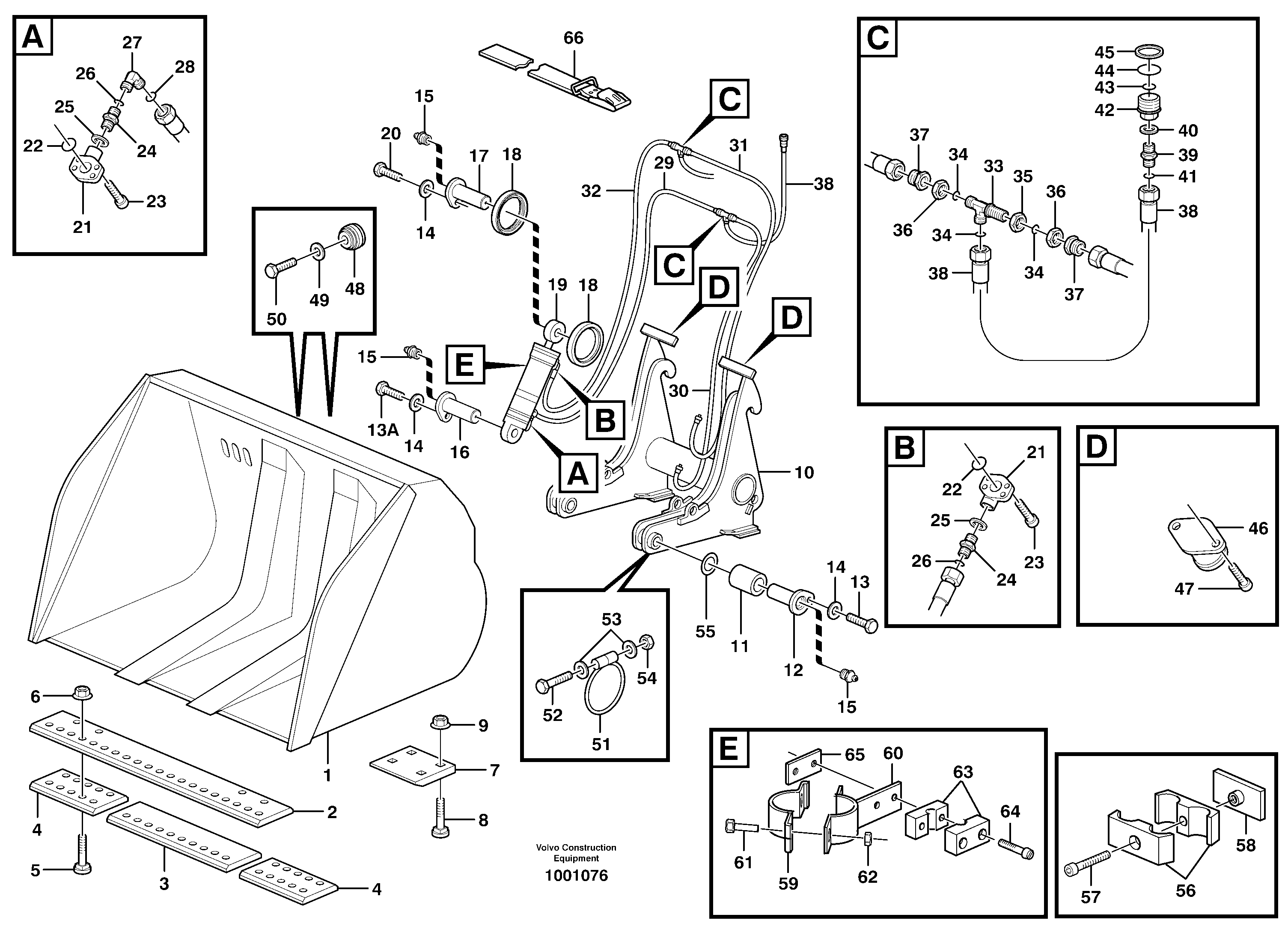 Схема запчастей Volvo EC650 - 72430 High-tipping bucket ATTACHMENTS ATTACHMENTS BUCKETS