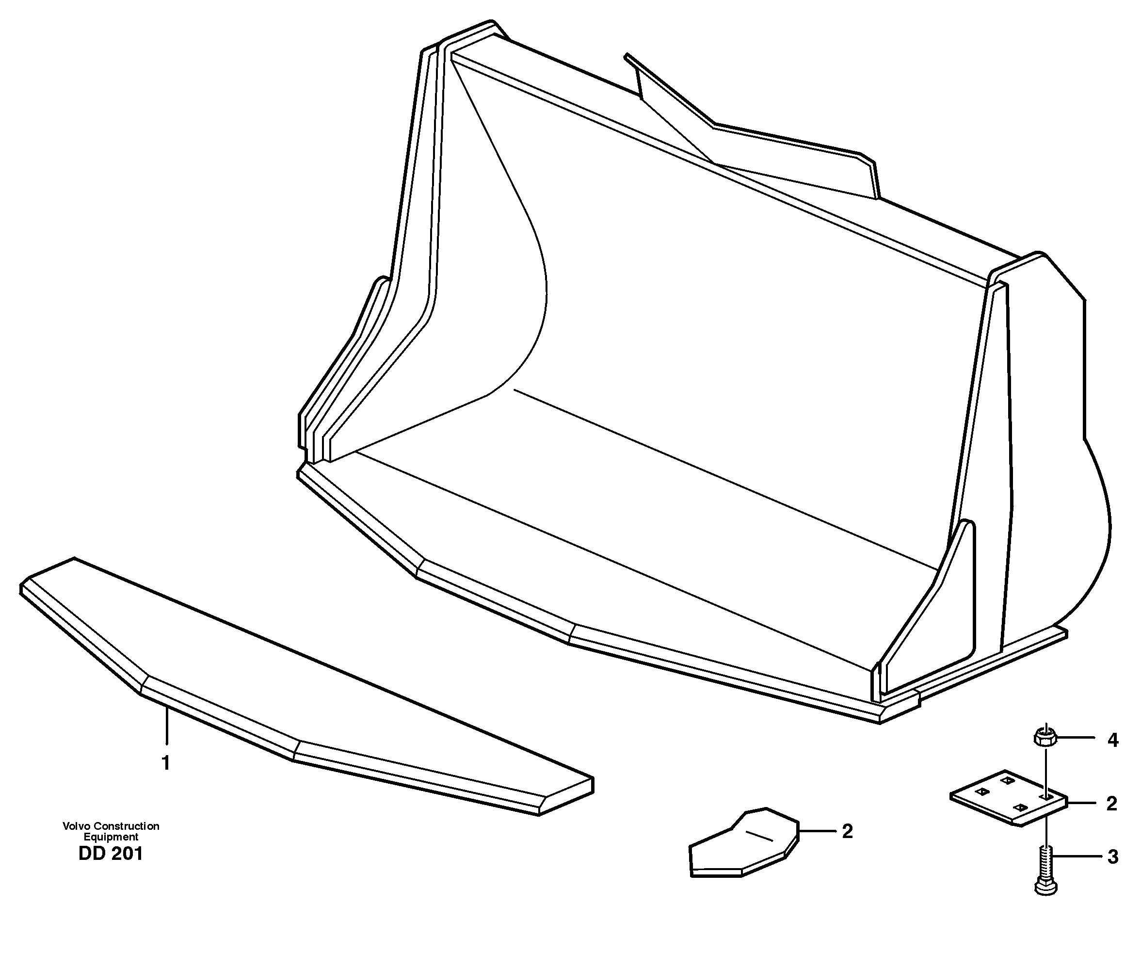 Схема запчастей Volvo EC650 - 28814 Bucket, truncated vec lip without teeth ATTACHMENTS ATTACHMENTS BUCKETS