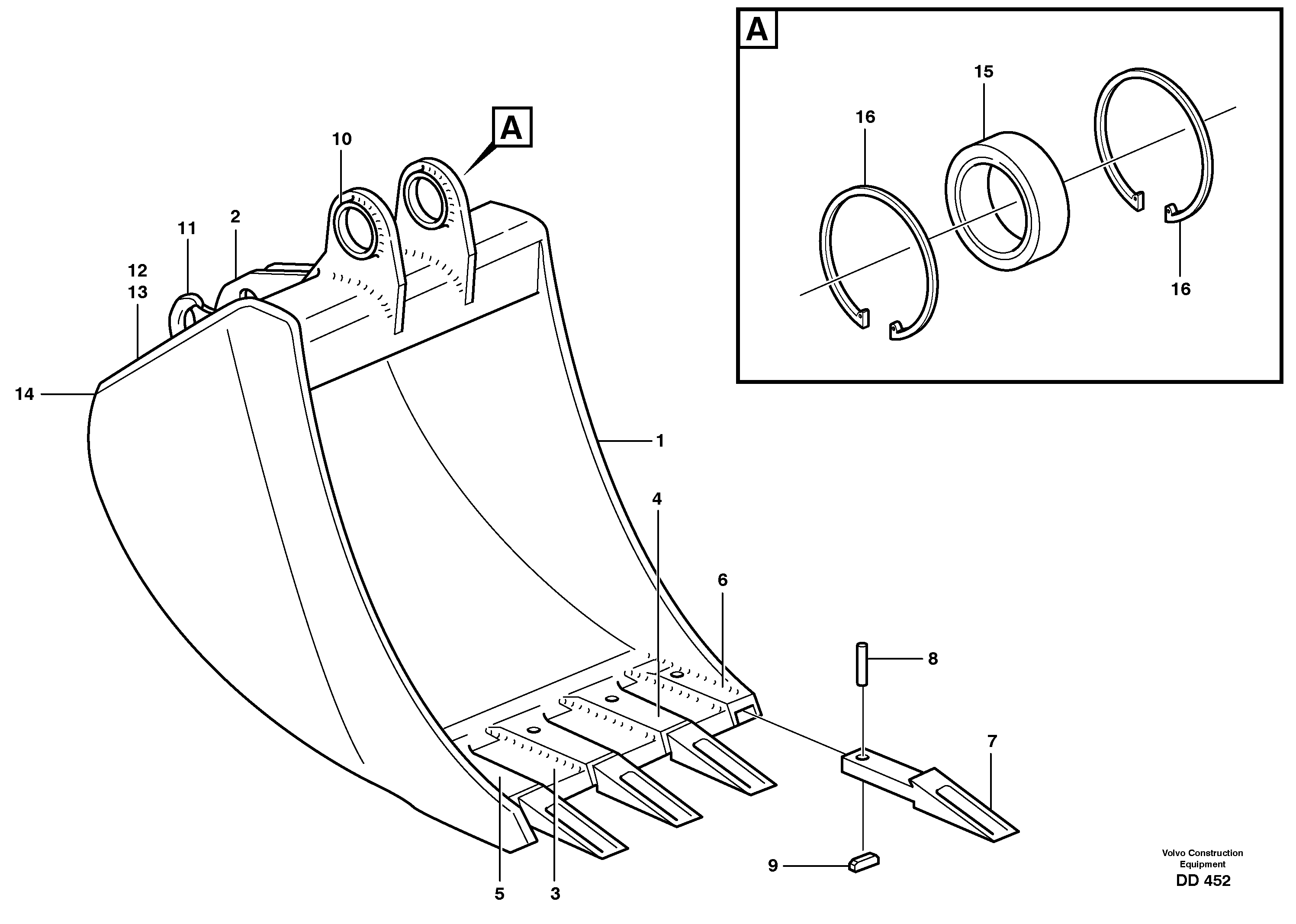 Схема запчастей Volvo EC650 - 29161 Buckets, direct fitting ATTACHMENTS ATTACHMENTS BUCKETS