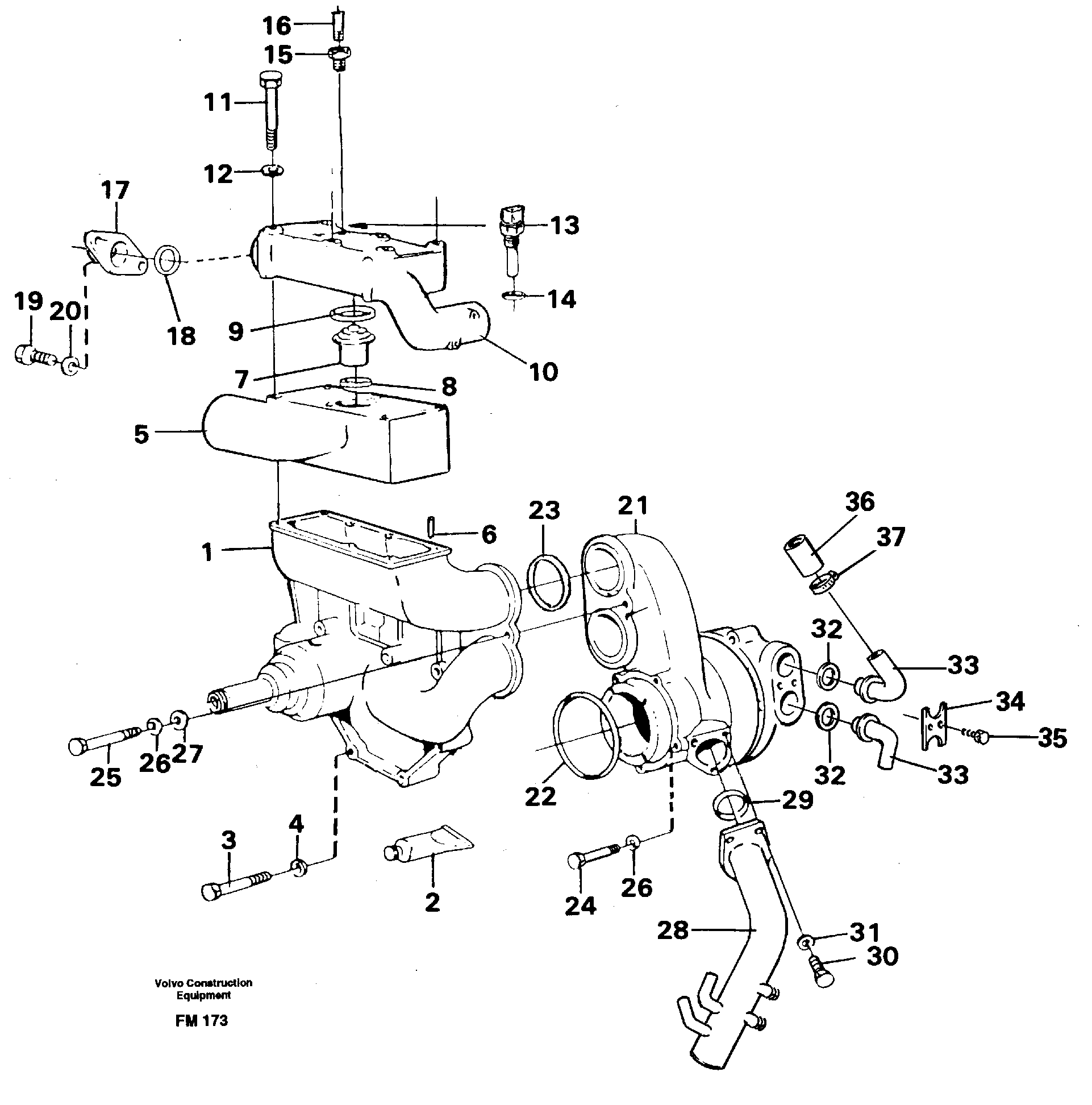 Схема запчастей Volvo EC650 - 94040 Thermostat housing EC650 ?KERMAN ?KERMAN EC650 SER NO - 538