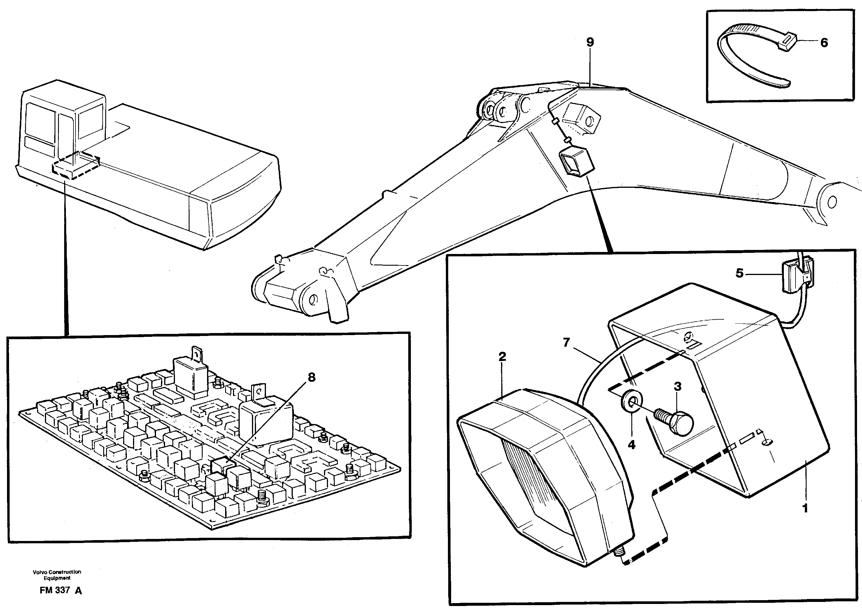 Схема запчастей Volvo EC650 - 1591 Working lamp on boom EC650 ?KERMAN ?KERMAN EC650 SER NO - 538