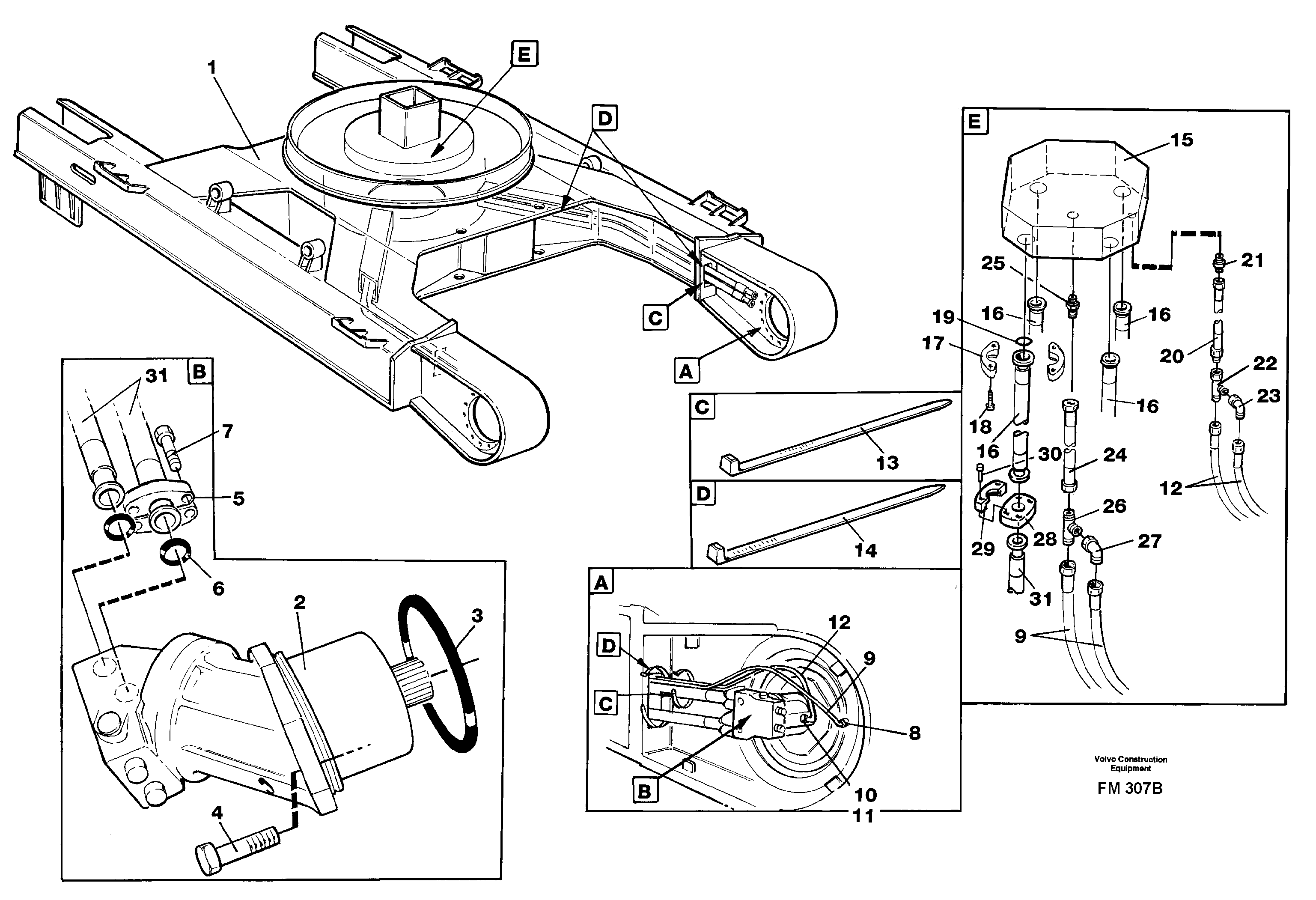 Схема запчастей Volvo EC650 - 33437 Travel motor hydraulics, undercarriage EC650 ?KERMAN ?KERMAN EC650 SER NO - 538