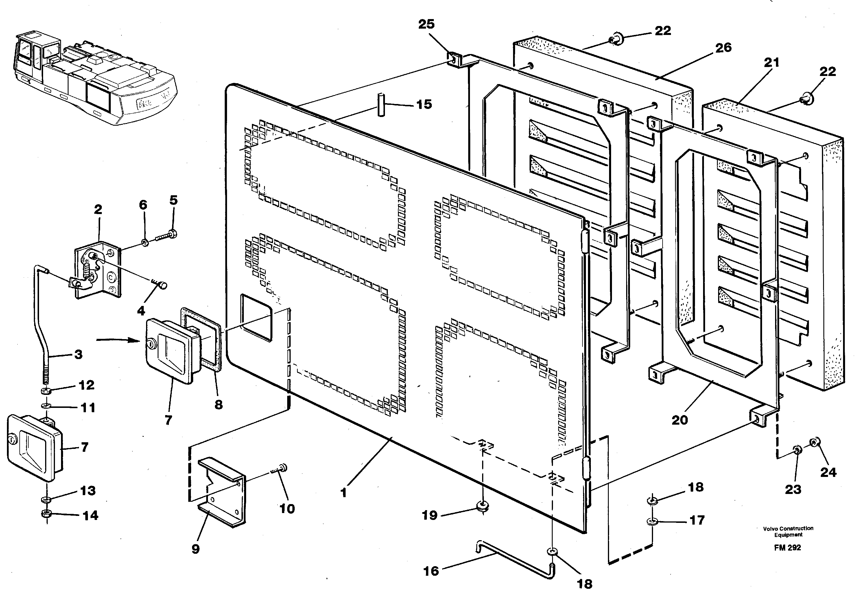 Схема запчастей Volvo EC650 - 33450 Side door, rear, left EC650 ?KERMAN ?KERMAN EC650 SER NO - 538