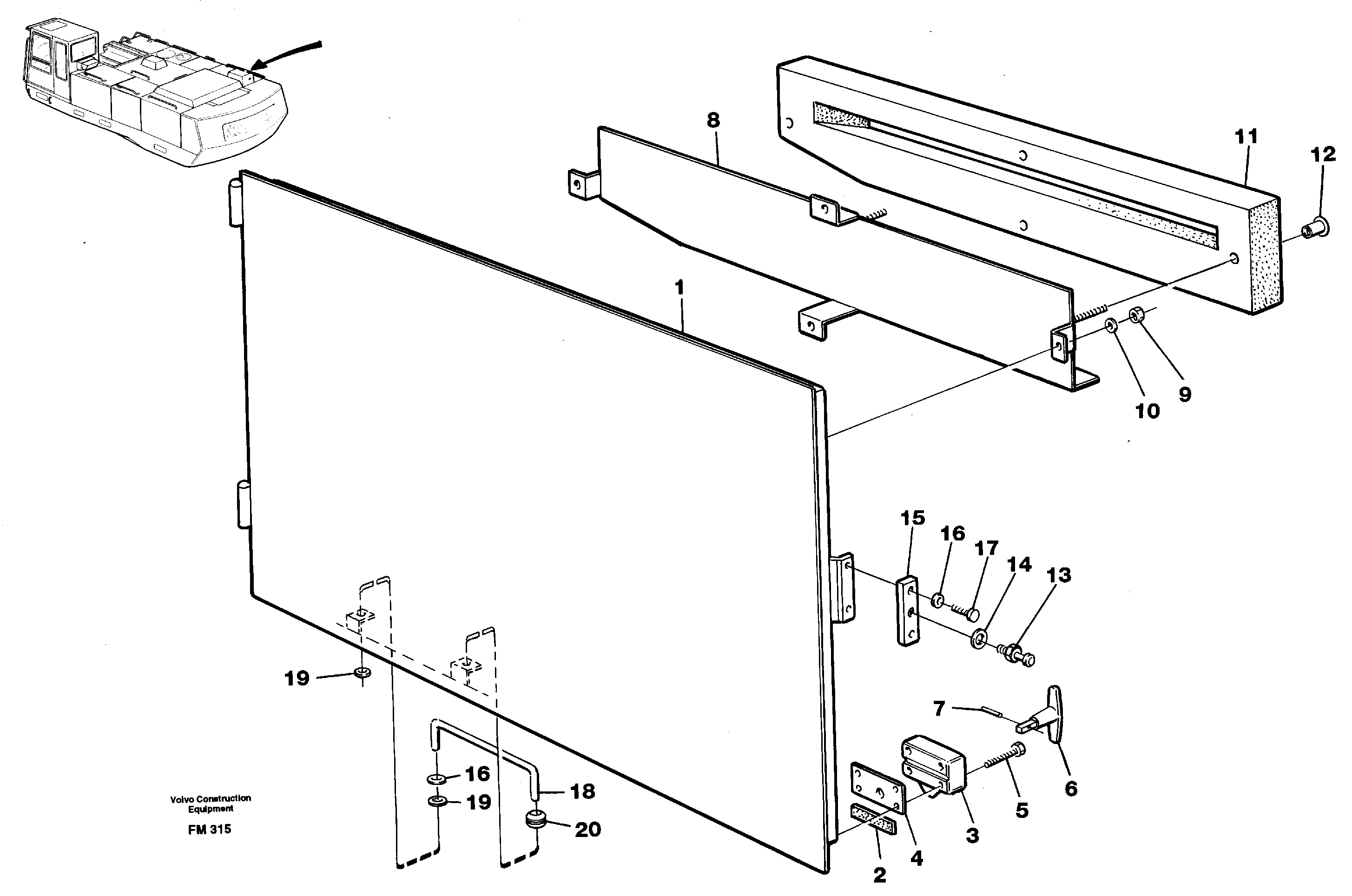 Схема запчастей Volvo EC650 - 33453 Door rear, Rh EC650 ?KERMAN ?KERMAN EC650 SER NO - 538