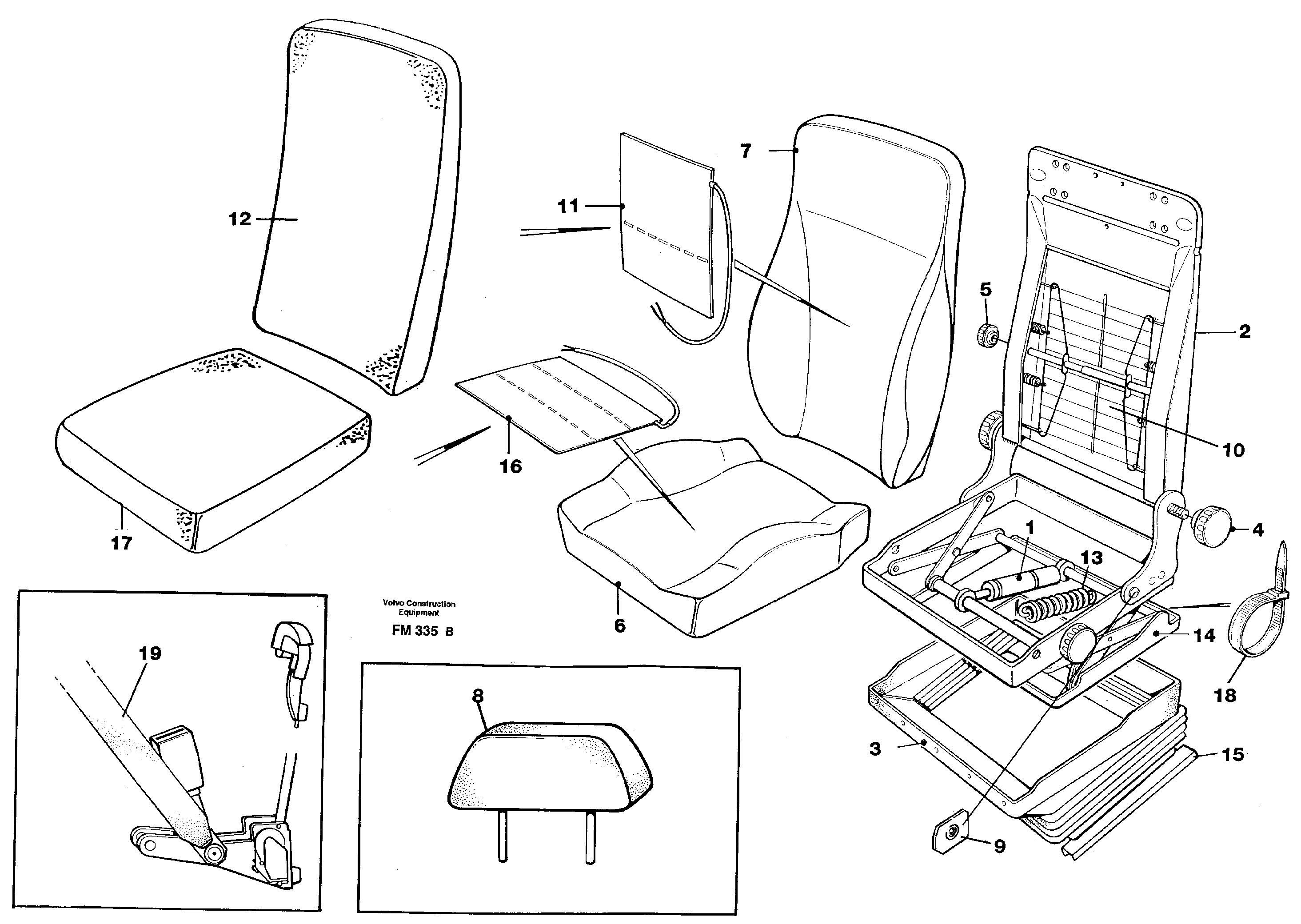 Схема запчастей Volvo EC650 - 33713 Operators seat Be-ge EC650 ?KERMAN ?KERMAN EC650 SER NO - 538