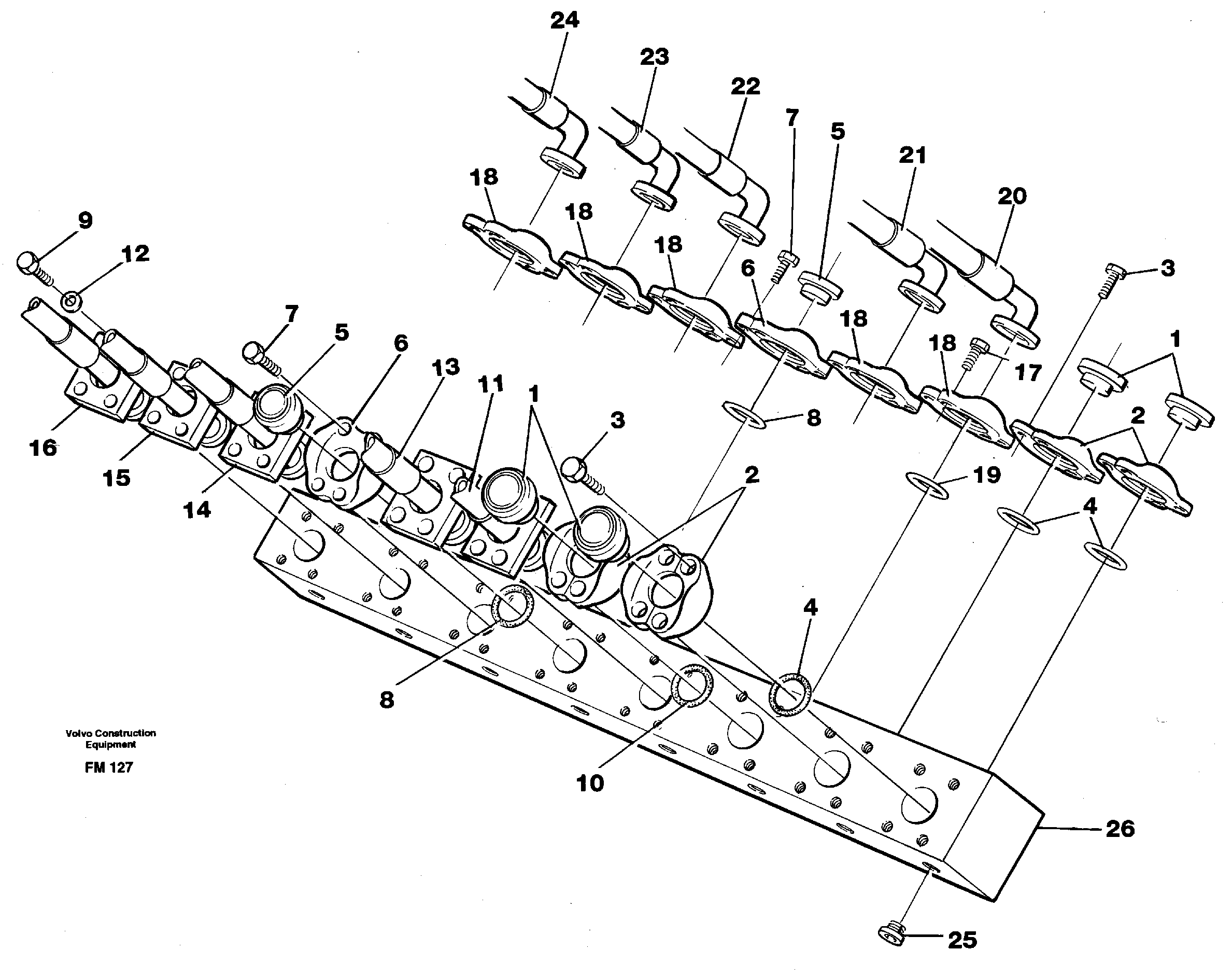 Схема запчастей Volvo EC650 - 31269 Conneection block with hoses EC650 ?KERMAN ?KERMAN EC650 SER NO - 538