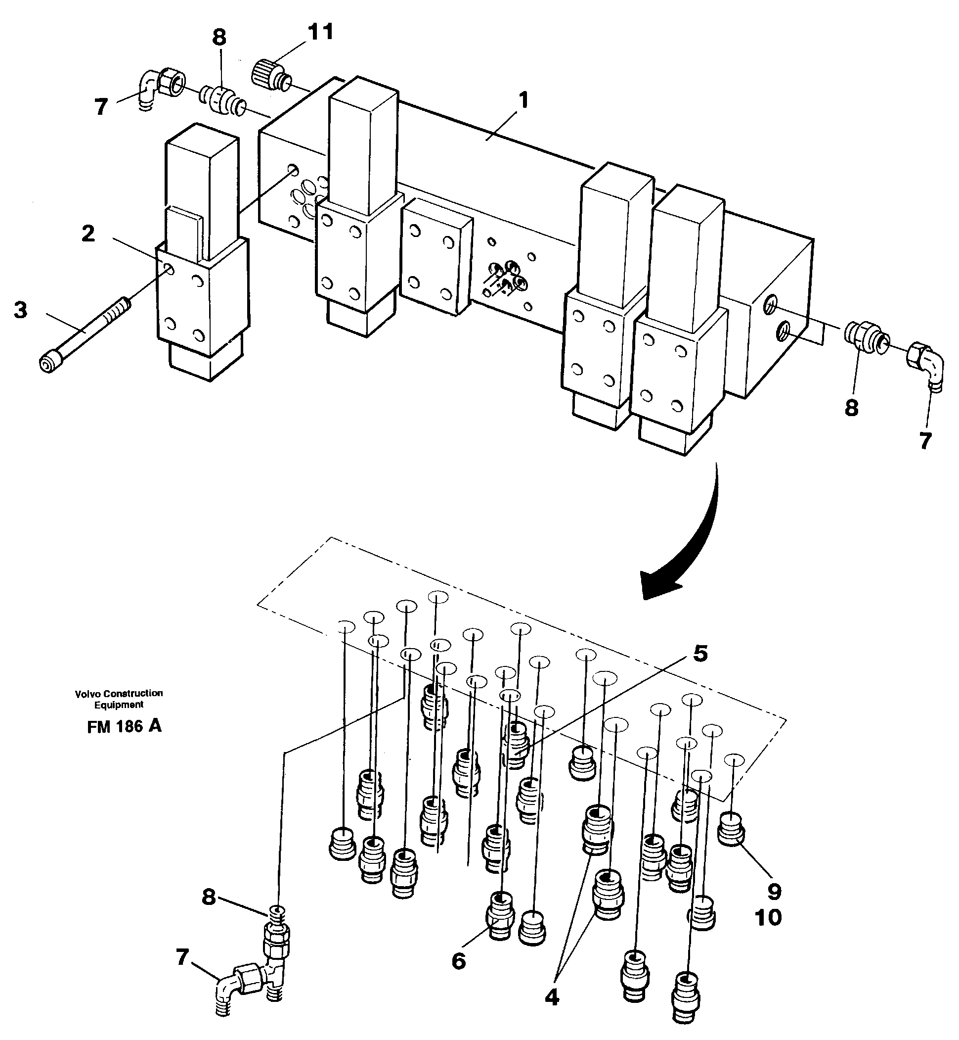 Схема запчастей Volvo EC650 - 27469 Control valve block EC650 ?KERMAN ?KERMAN EC650 SER NO - 538