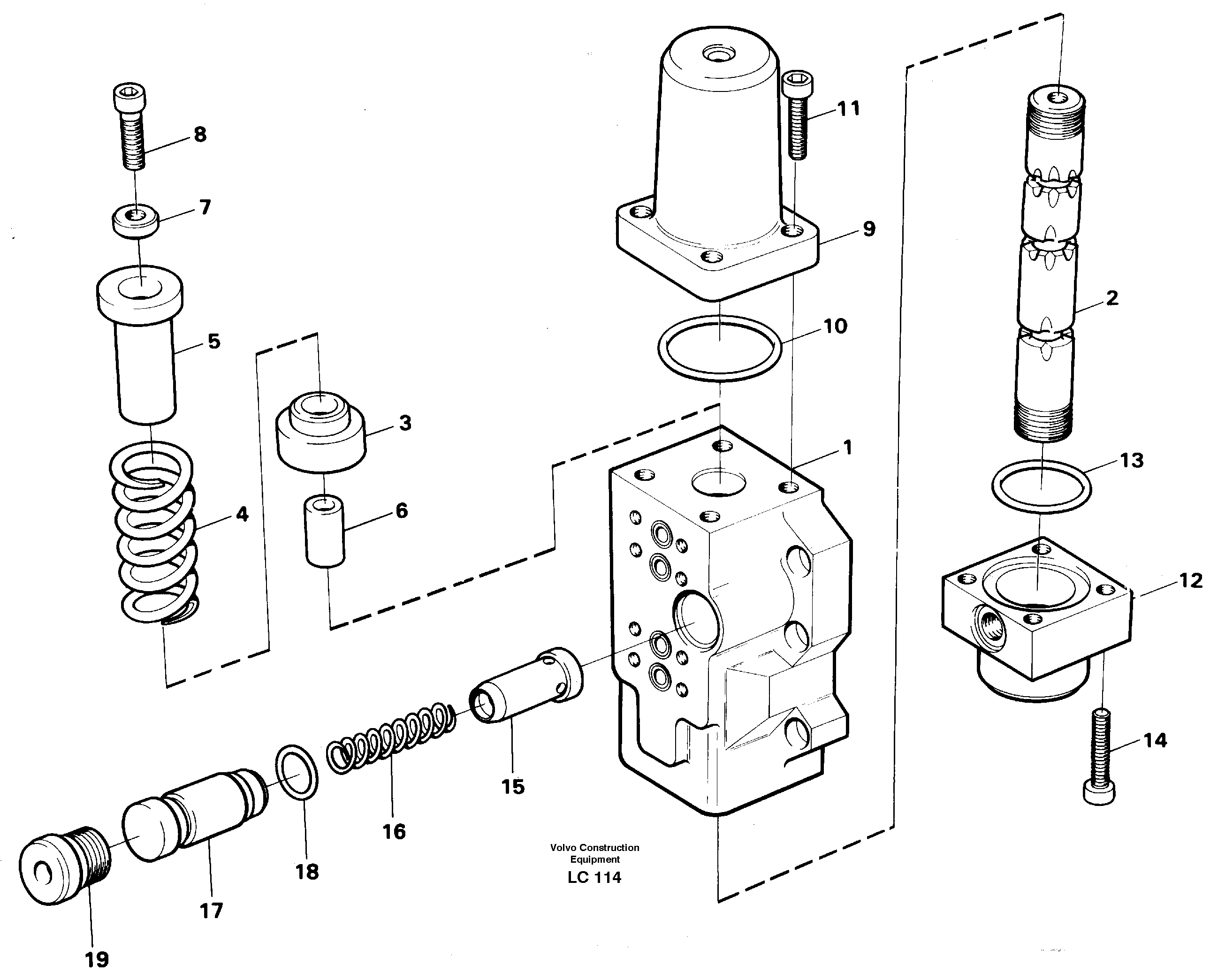 Схема запчастей Volvo EC650 - 62500 Fourway valve, boom secondary EC650 SER NO 539-618