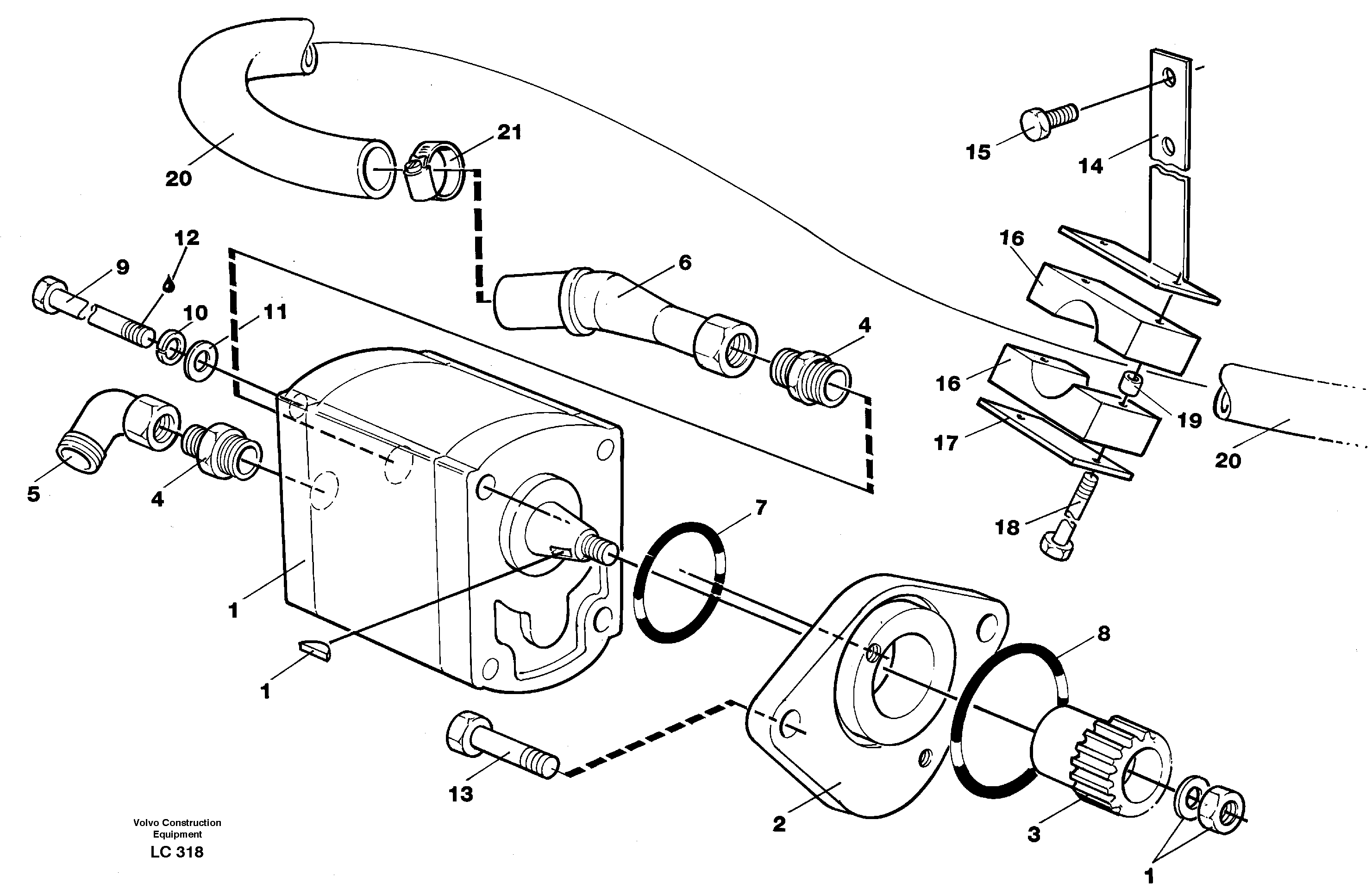 Схема запчастей Volvo EC650 - 92242 Servo pump with assembly parts EC650 SER NO 539-618