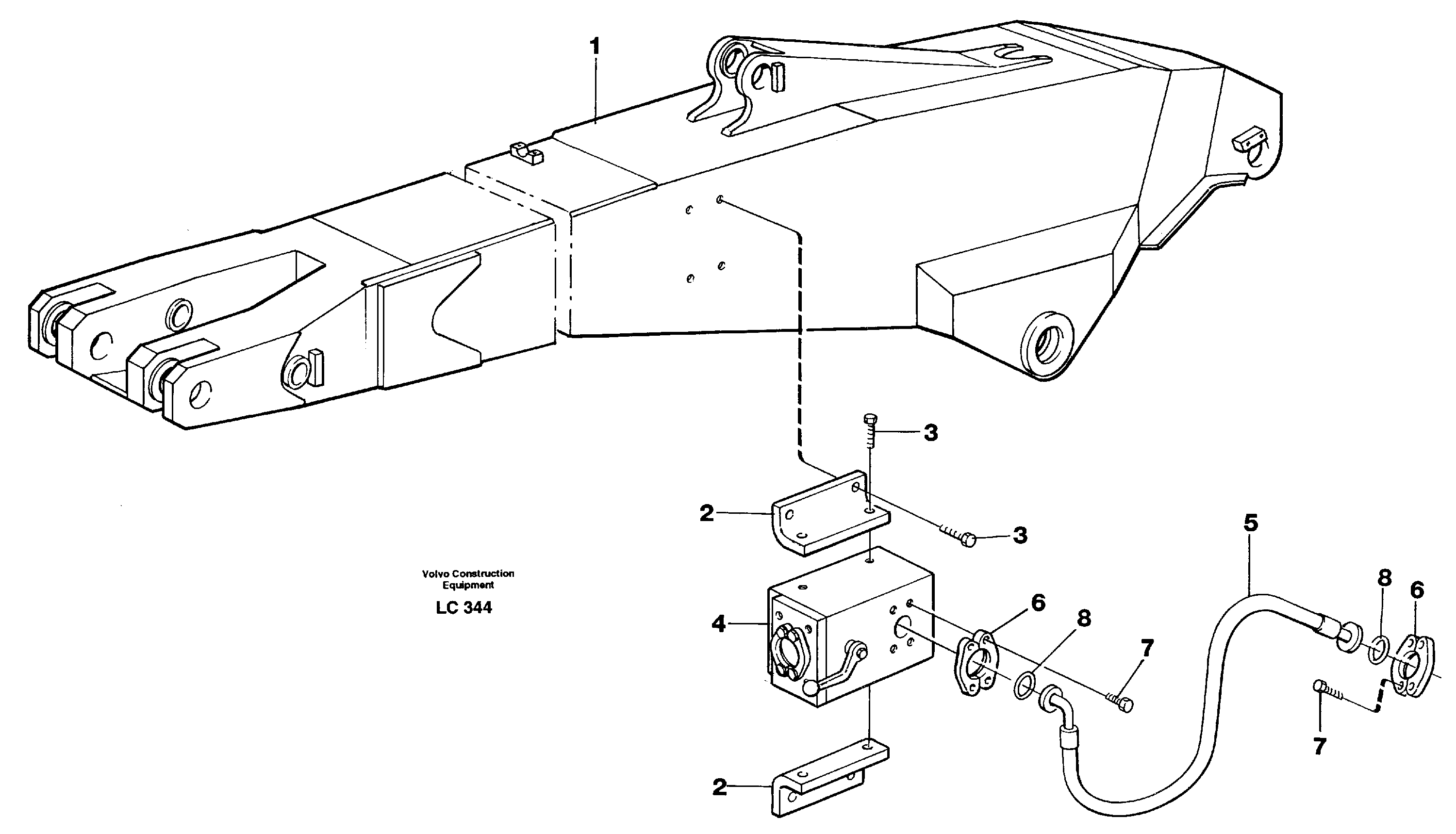 Схема запчастей Volvo EC650 - 59012 Hammer hydraulics on backhoe dipper arm, 2.75m/3.25m EC650 SER NO 539-618