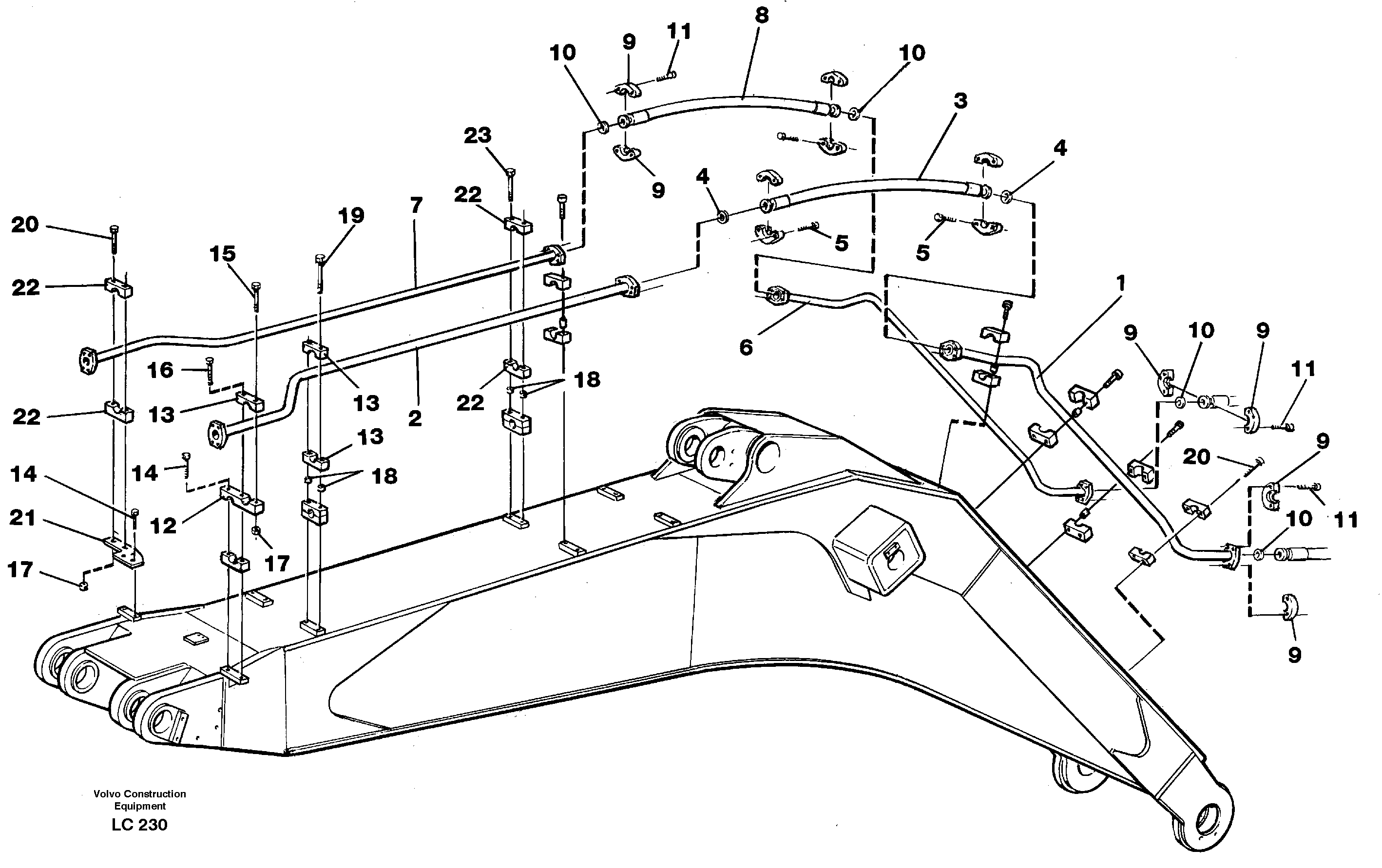 Схема запчастей Volvo EC650 - 68728 Hammer hydraulics on boom, 6.6 M EC650 SER NO 539-618